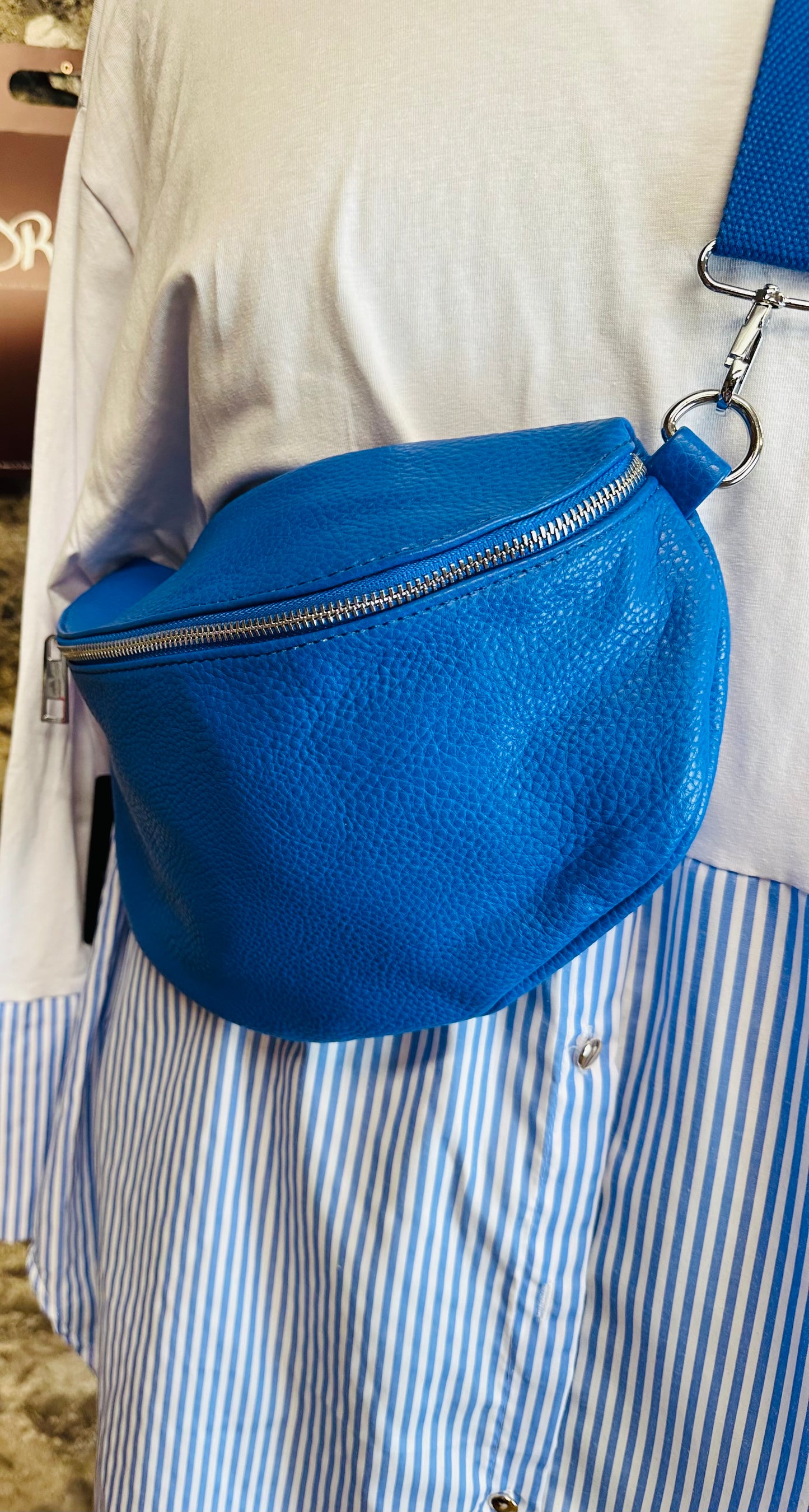 “Nina” vegan crossbody travel bag cobalt blue