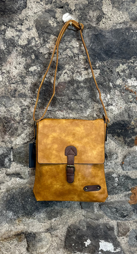 “Maggie “ warm saffron vegan satchel crossbody satchel