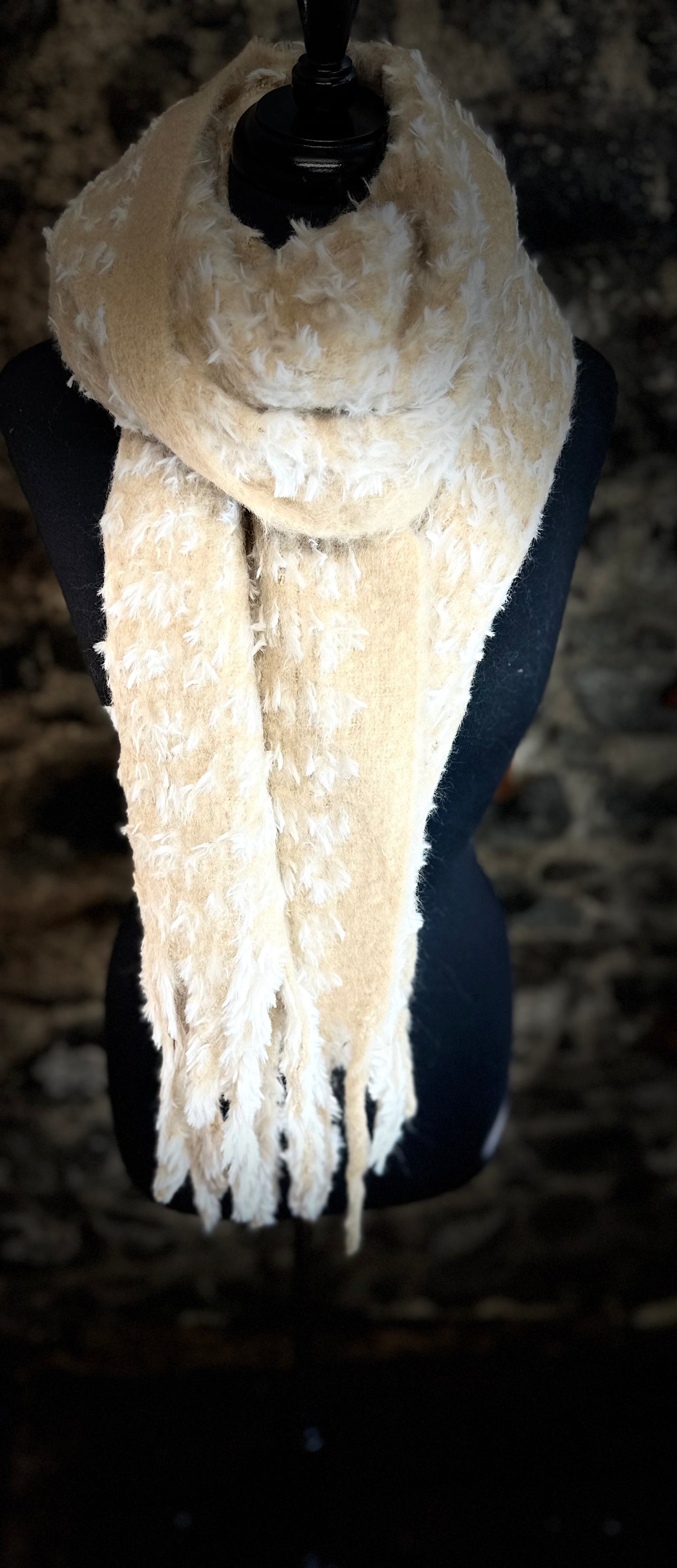 Cosey cream and winter white super soft wrap