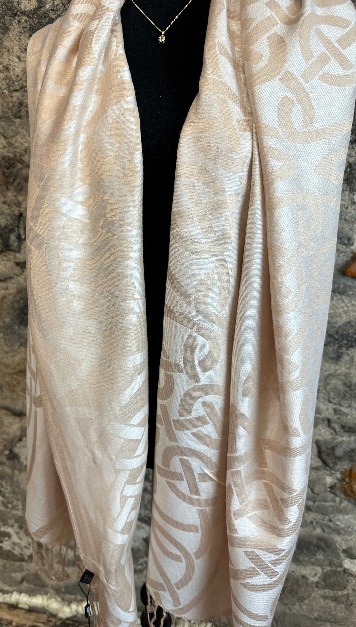 Buttermilk cream Heritage Irish designed knotwork pashmina