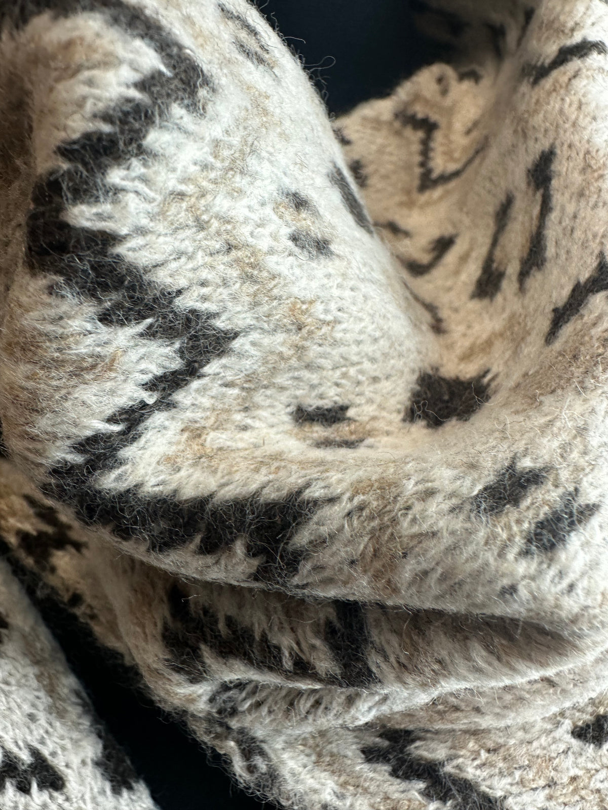 Nordic cream fair isle knit triangle scarf