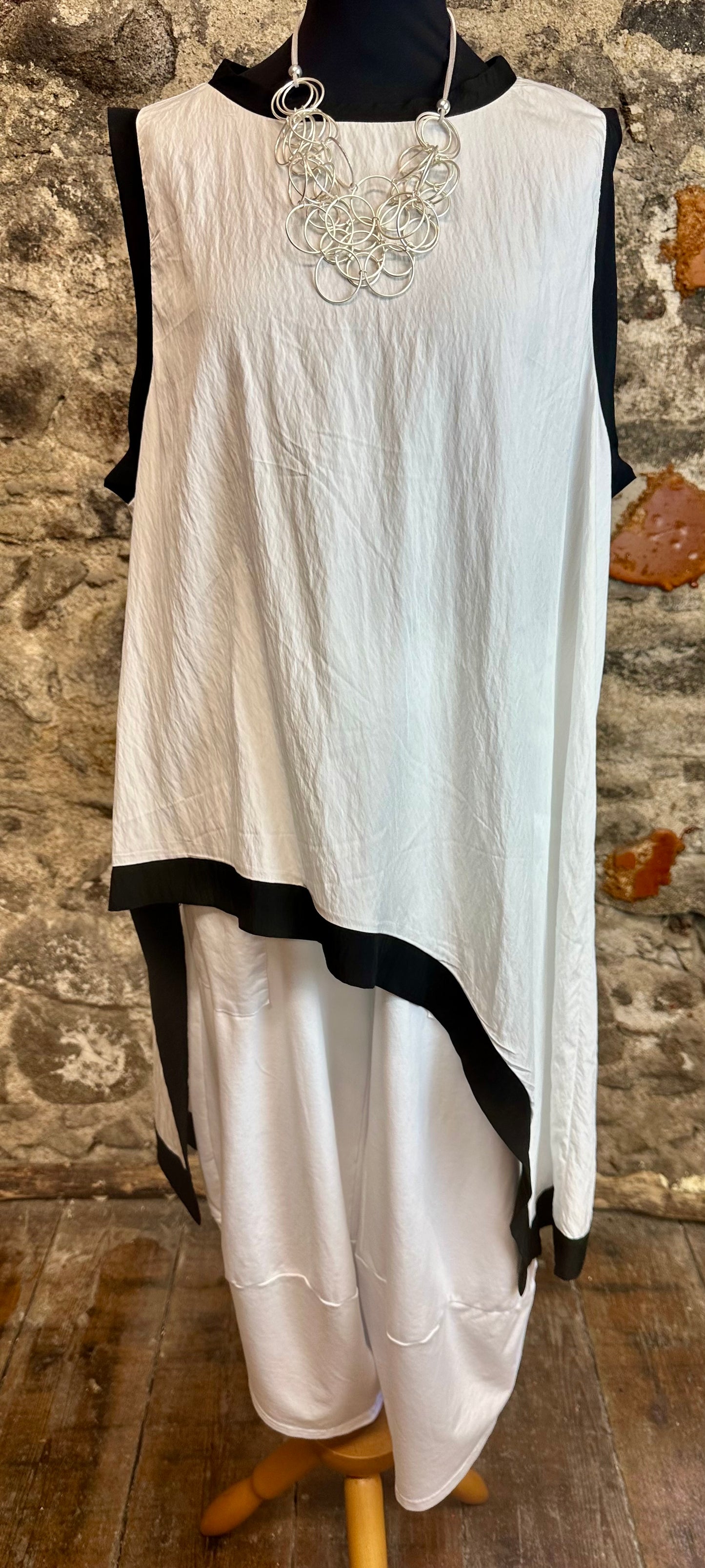 “Tilly” white asymmetric Italian tunic
