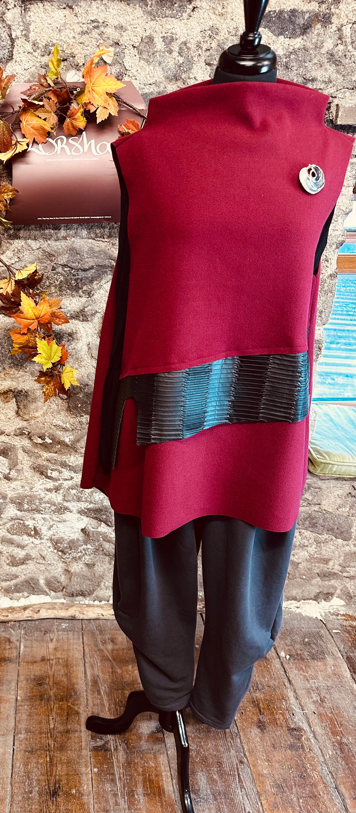 “Cerrie”Bordeaux Italian funnel neck tunic