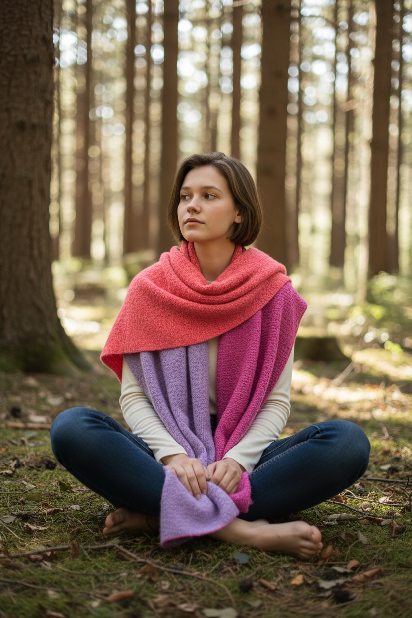 Lilacs and pink super cosey large wrap