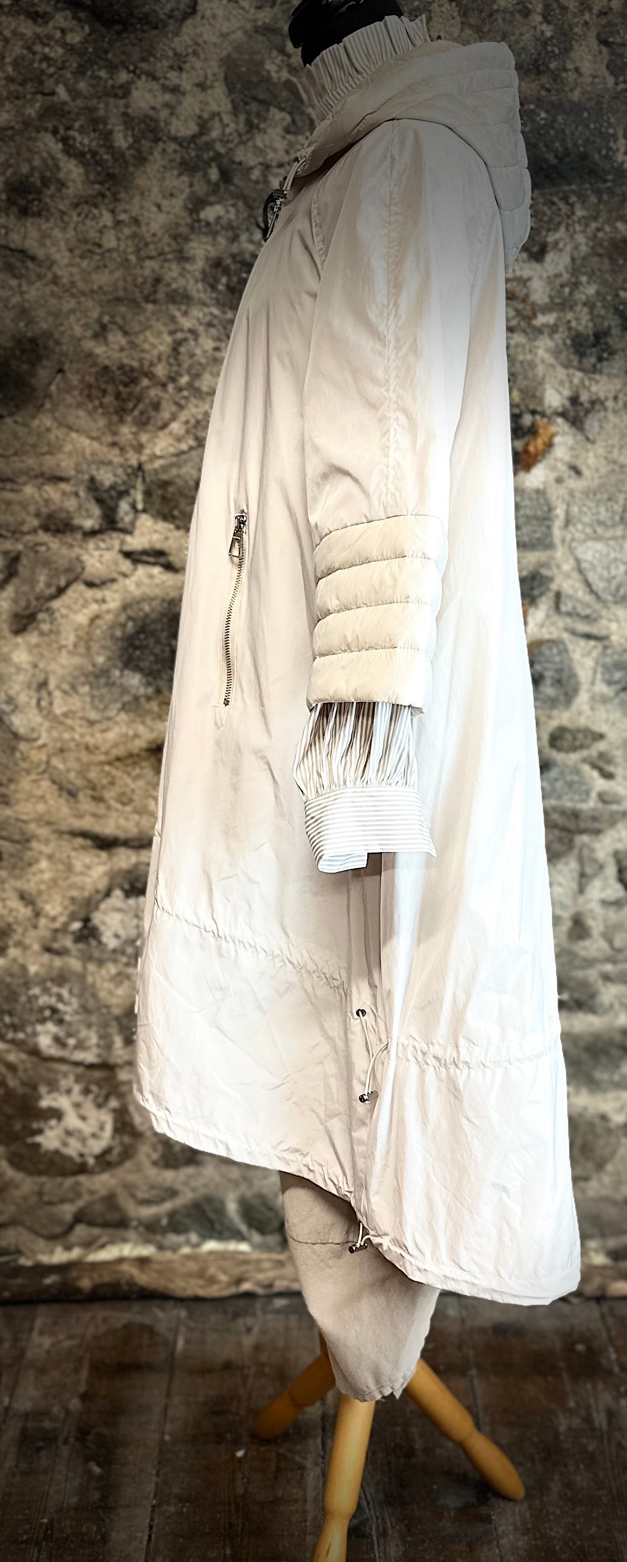 “Tilly “ stone Italian hi lo dress trench coat