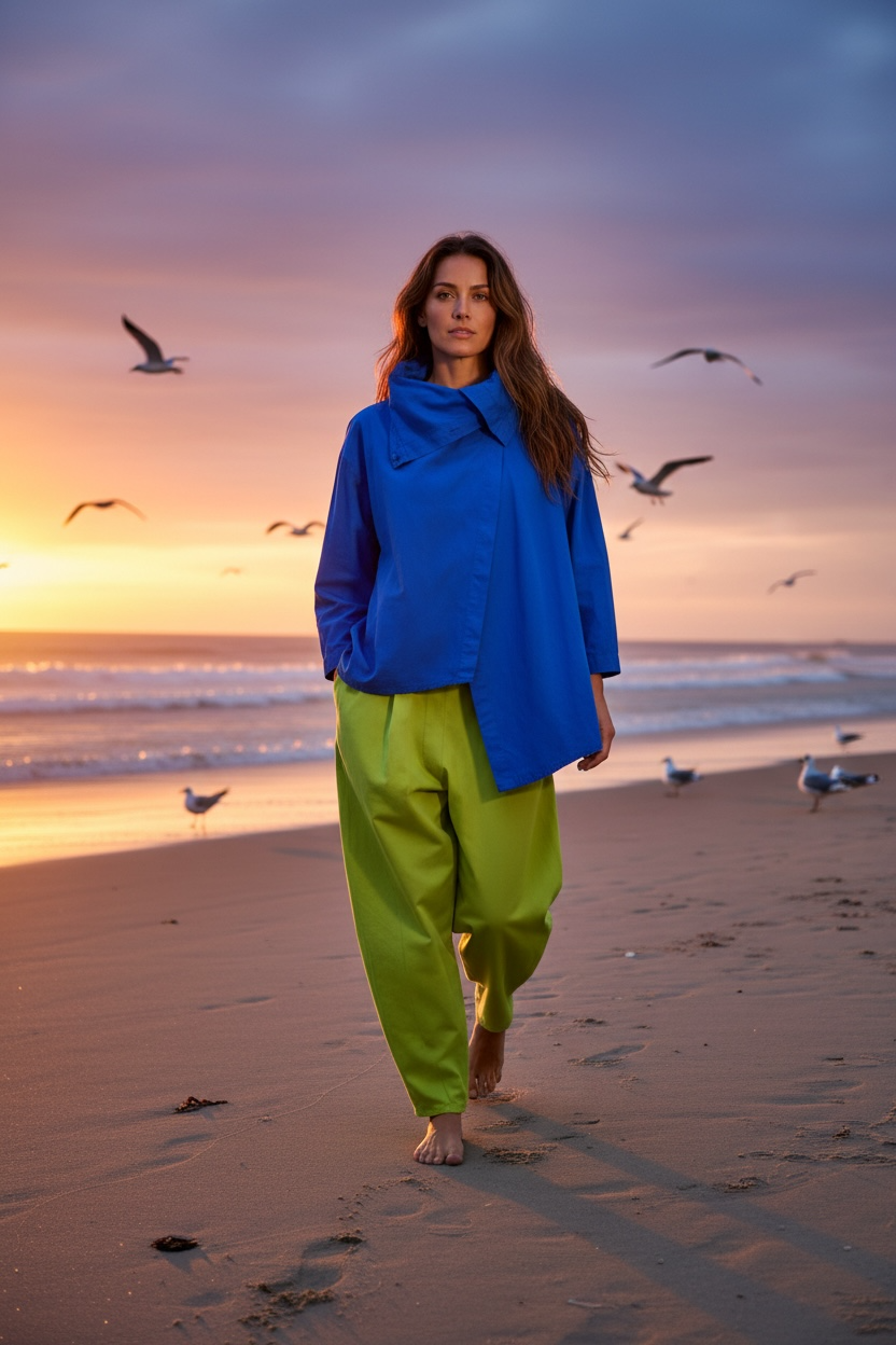“Suzie ” cobalt blue lightweight Italian funnel neck jacket