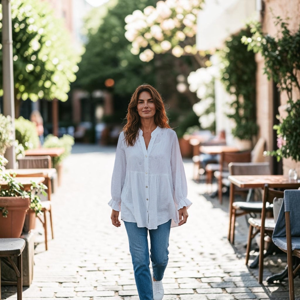 “Harriet “ white Italian cotton and cheese cloth tunic