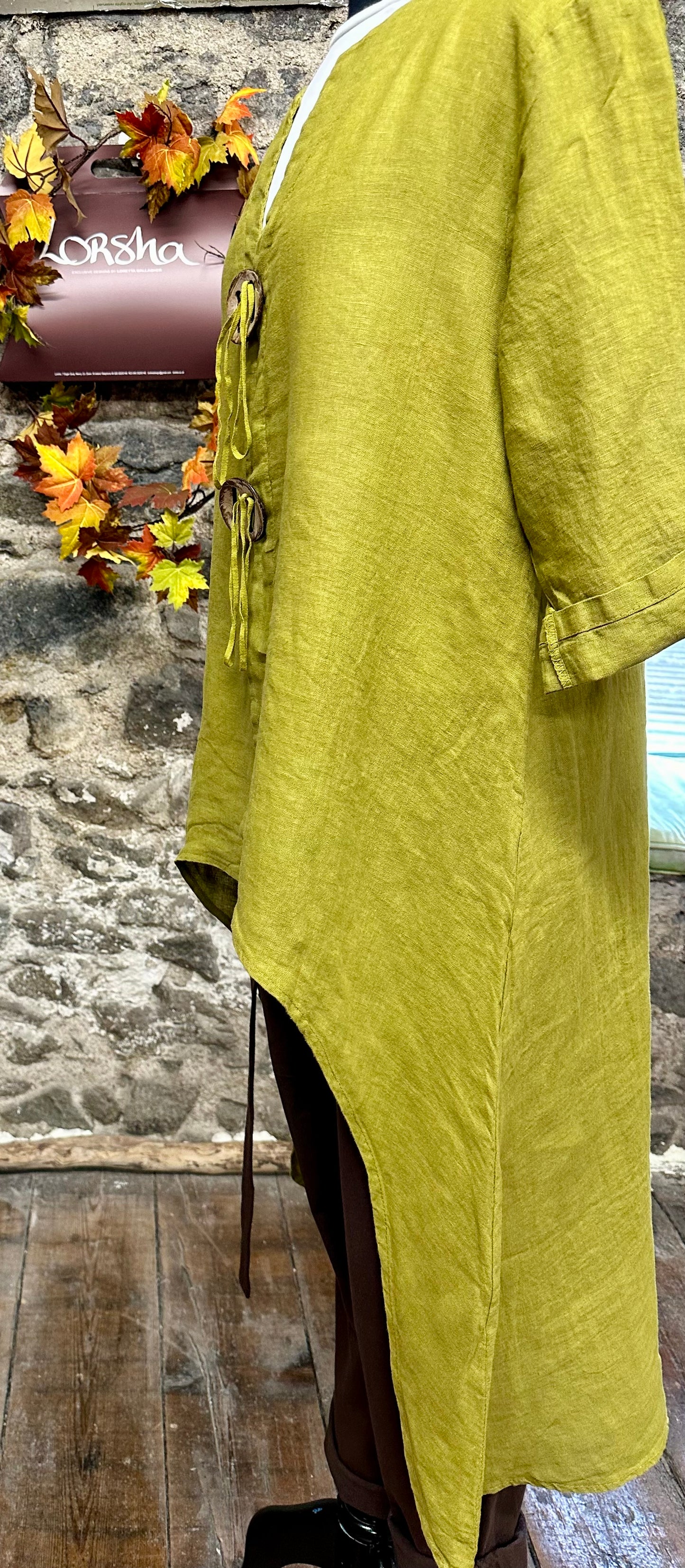 “Katrina “pistachio Italian linen hi lo tunic