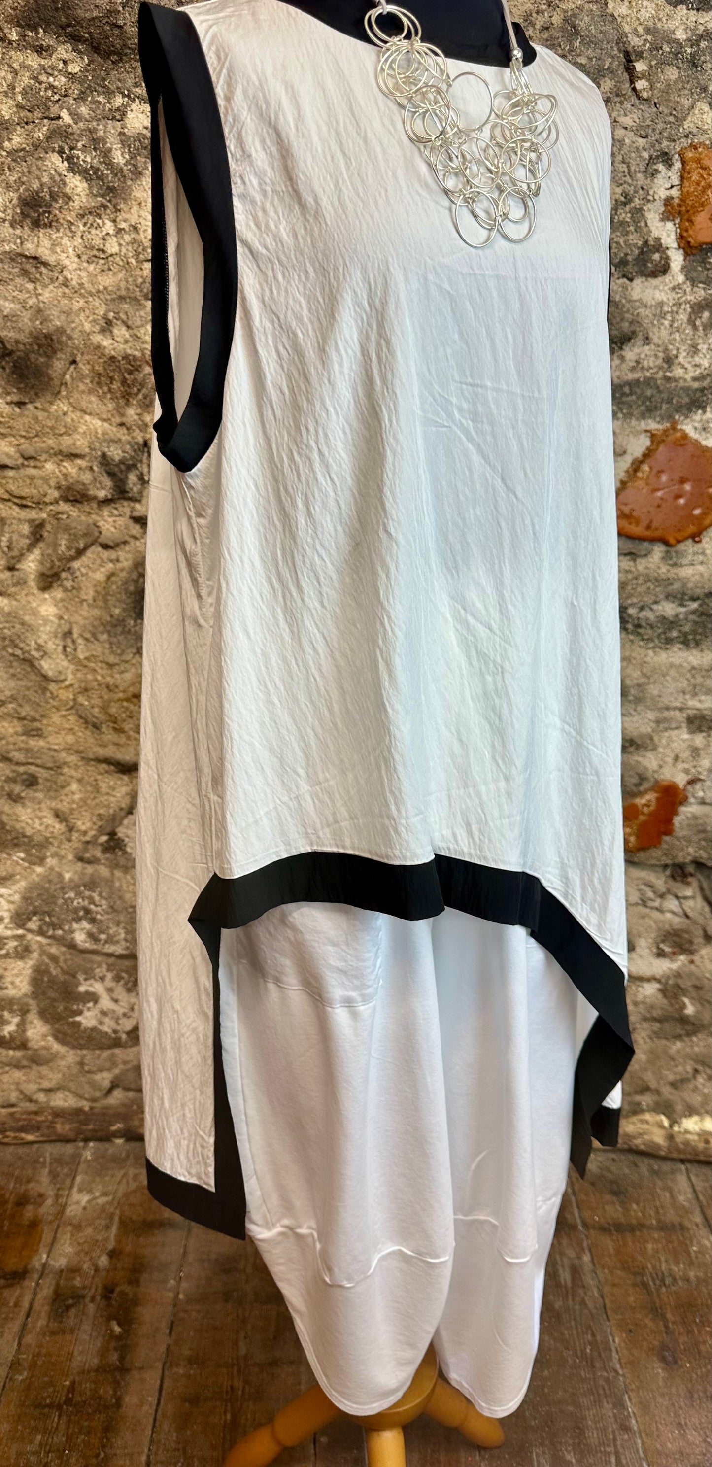 “Tilly” white asymmetric Italian tunic