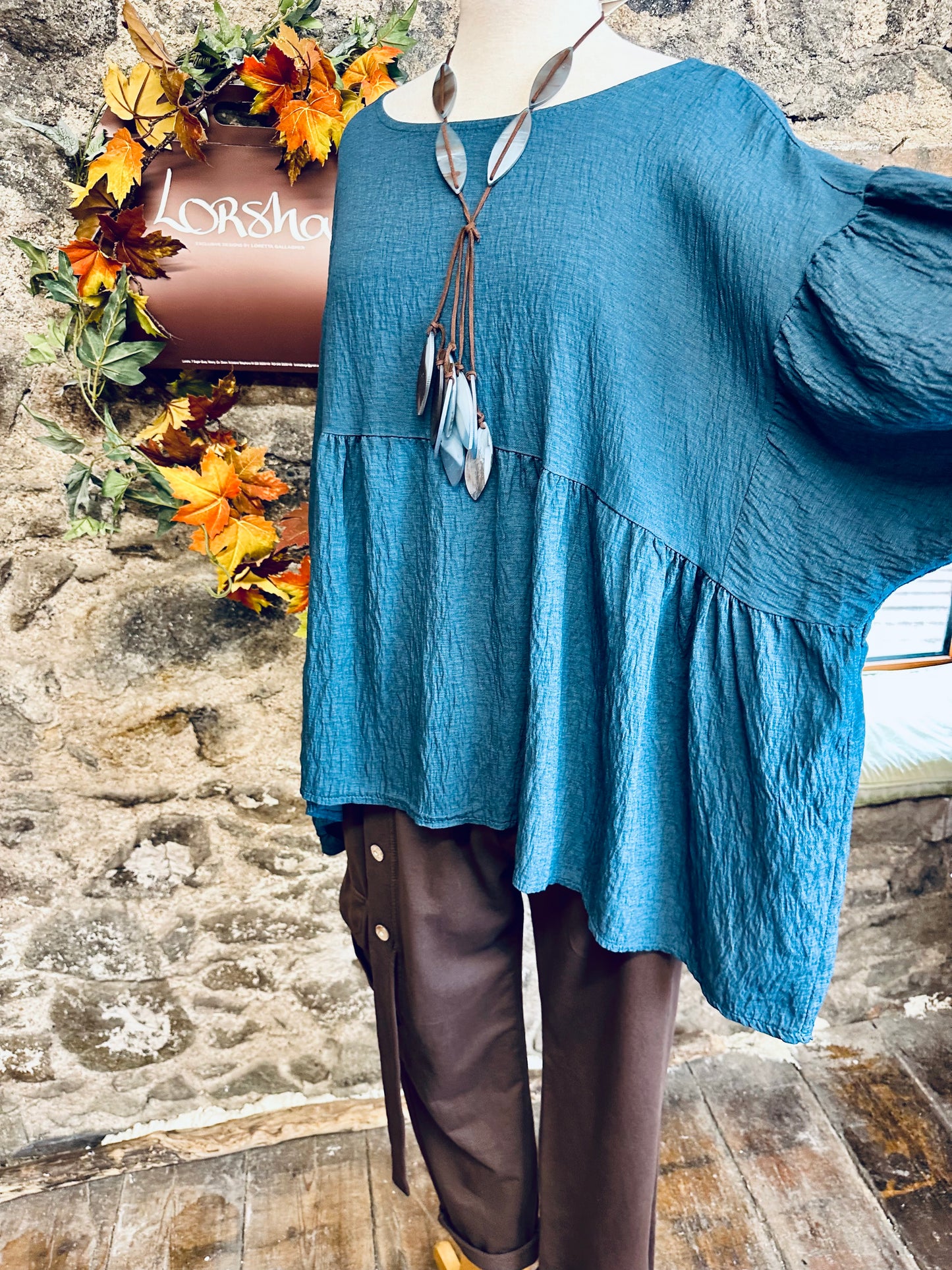 “Rachel “ teal Italian smock tunic