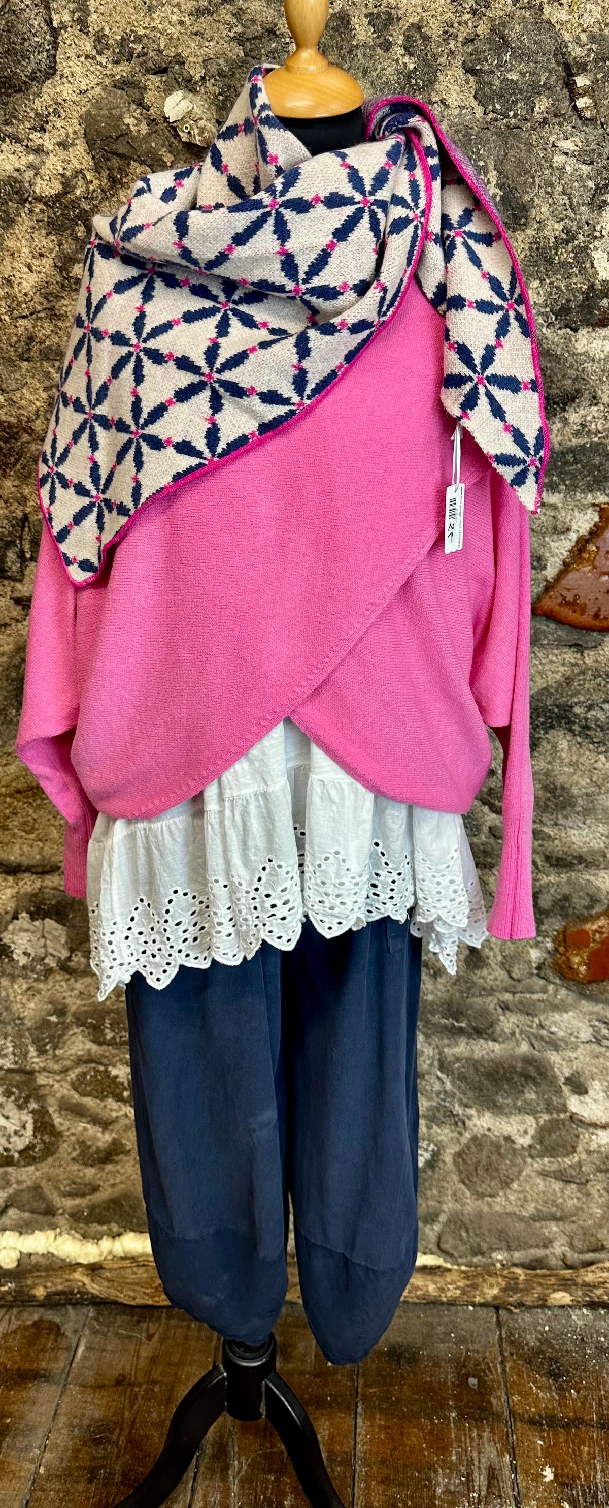 “Sadie “ sugar pink Italian crossover knit