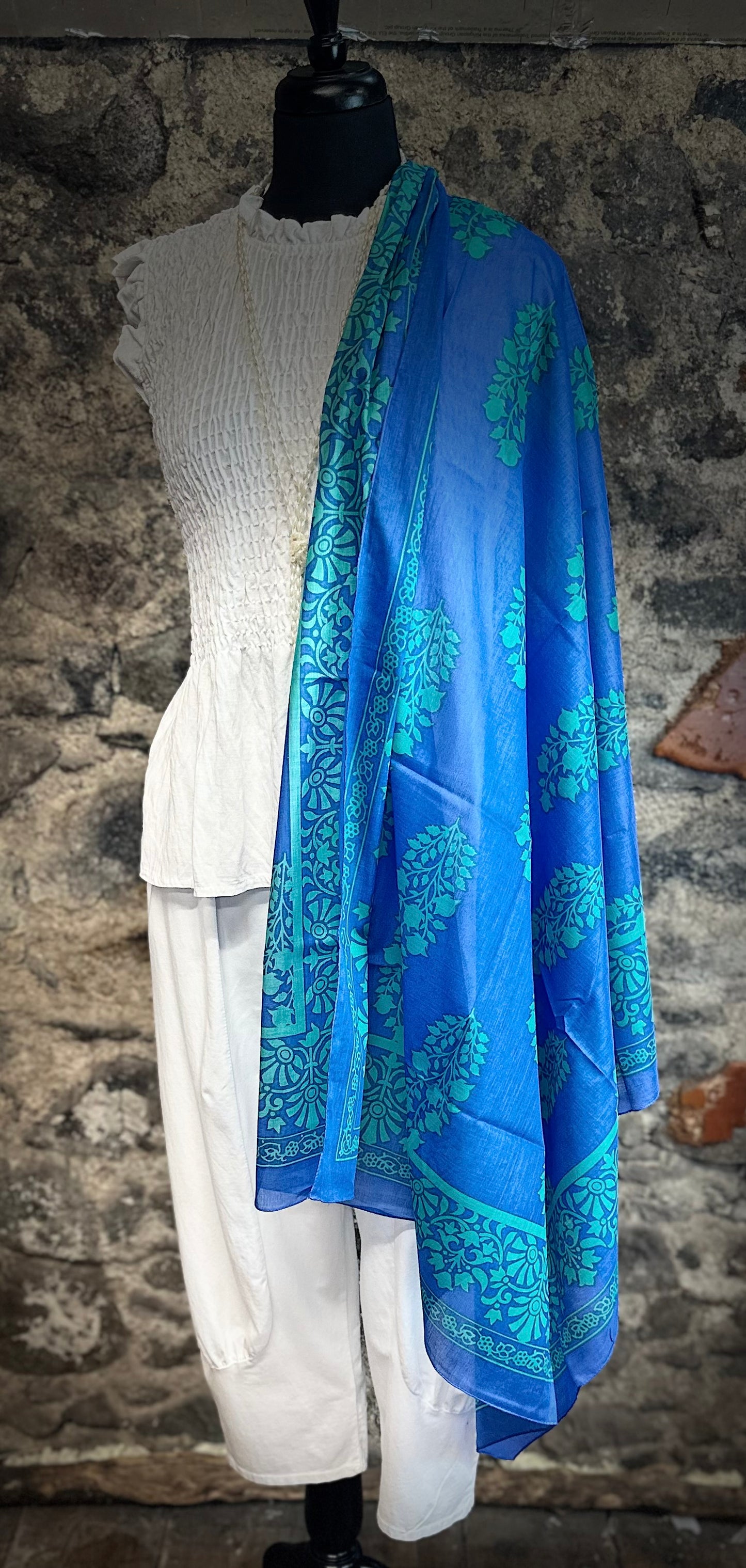 Beautiful cotton jade and sapphire blue wrap