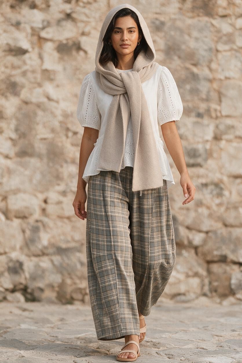 Oatmeal hooded scarf