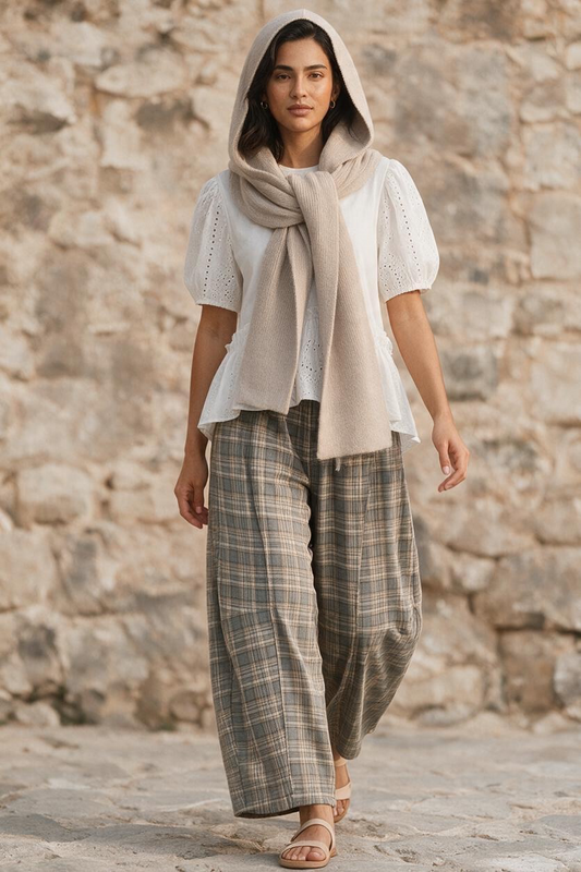 Oatmeal hooded scarf