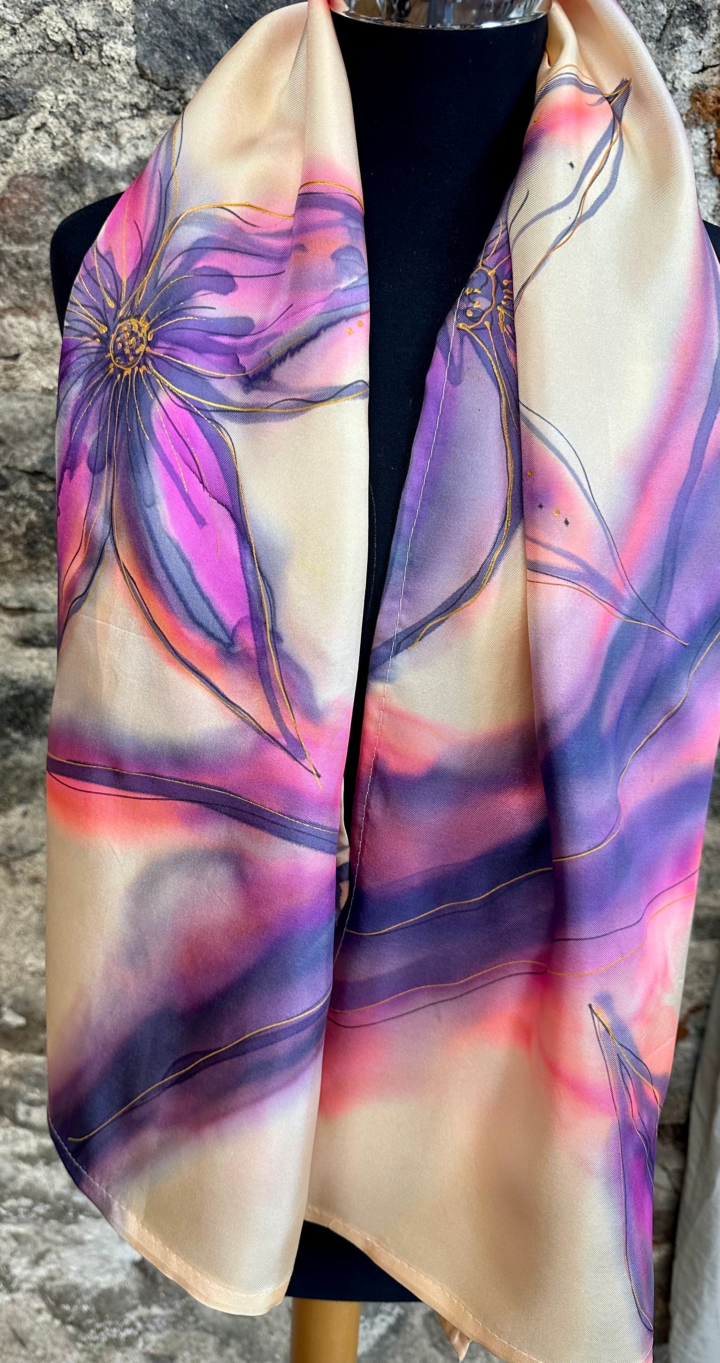 Lorsha Handpainted silk scarf