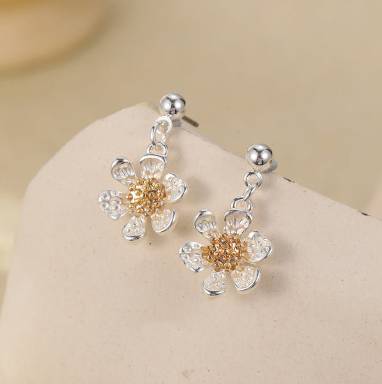 Delicate daisy drop earrings  gift box