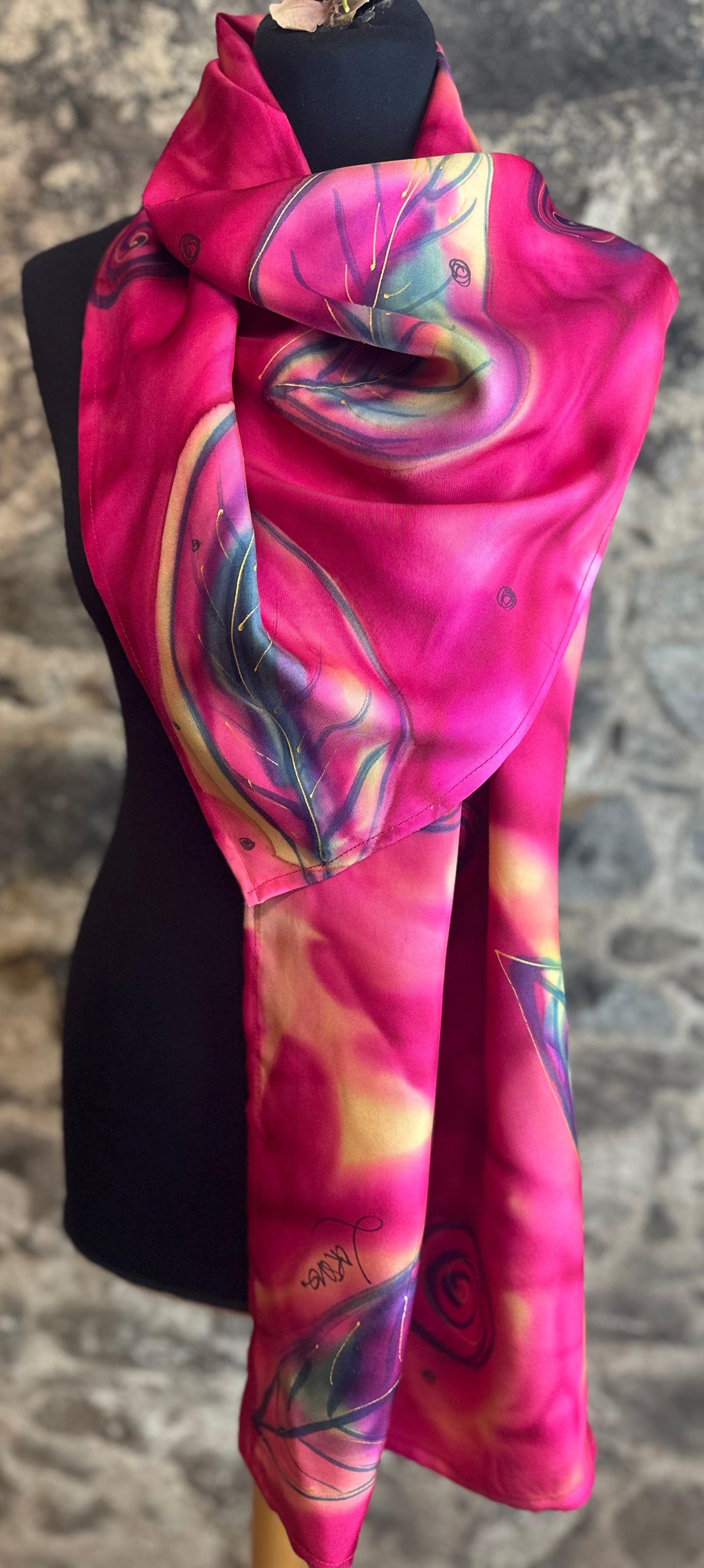 Lorshadesign hand painted silk scarf collection