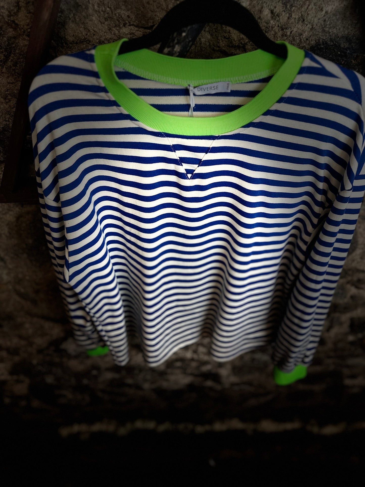 “Misty “ cobalt blue and electric lime casual sweatshirt
