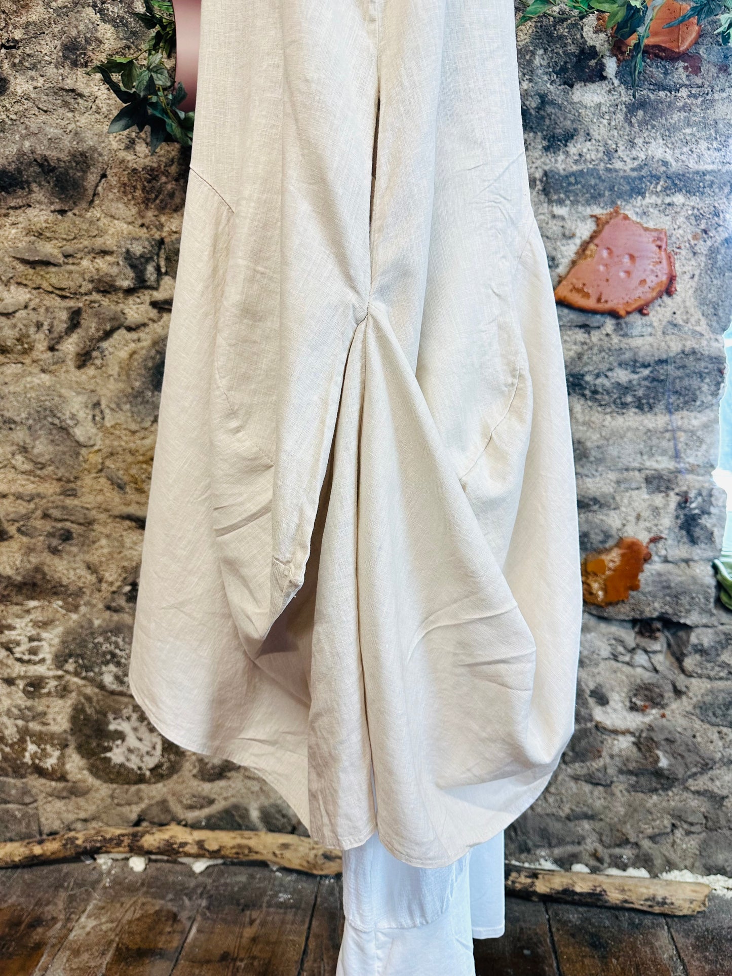 “ contessa “ Italian linen pin tuck tunic dress natural