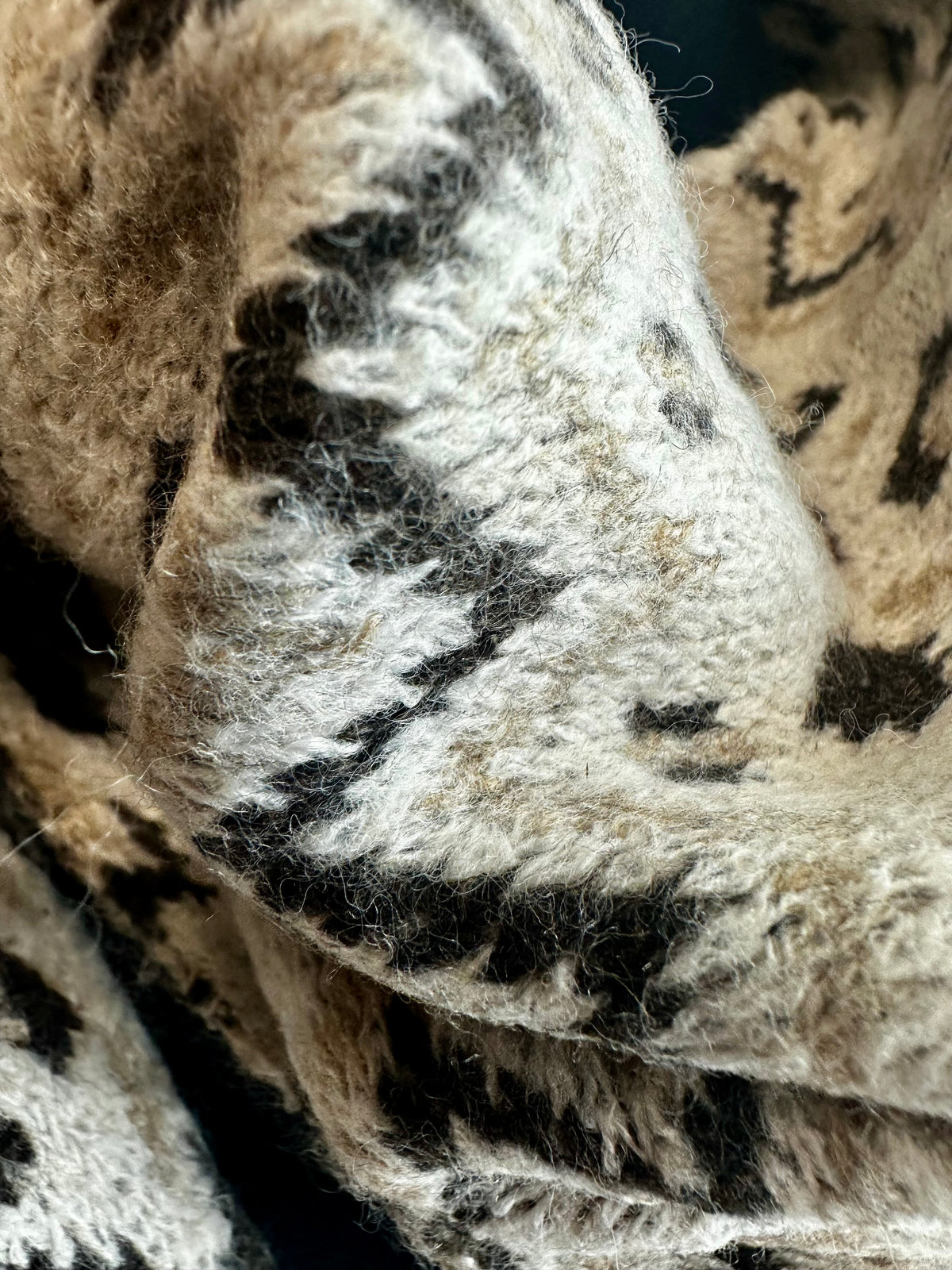 Nordic cream fair isle knit triangle scarf