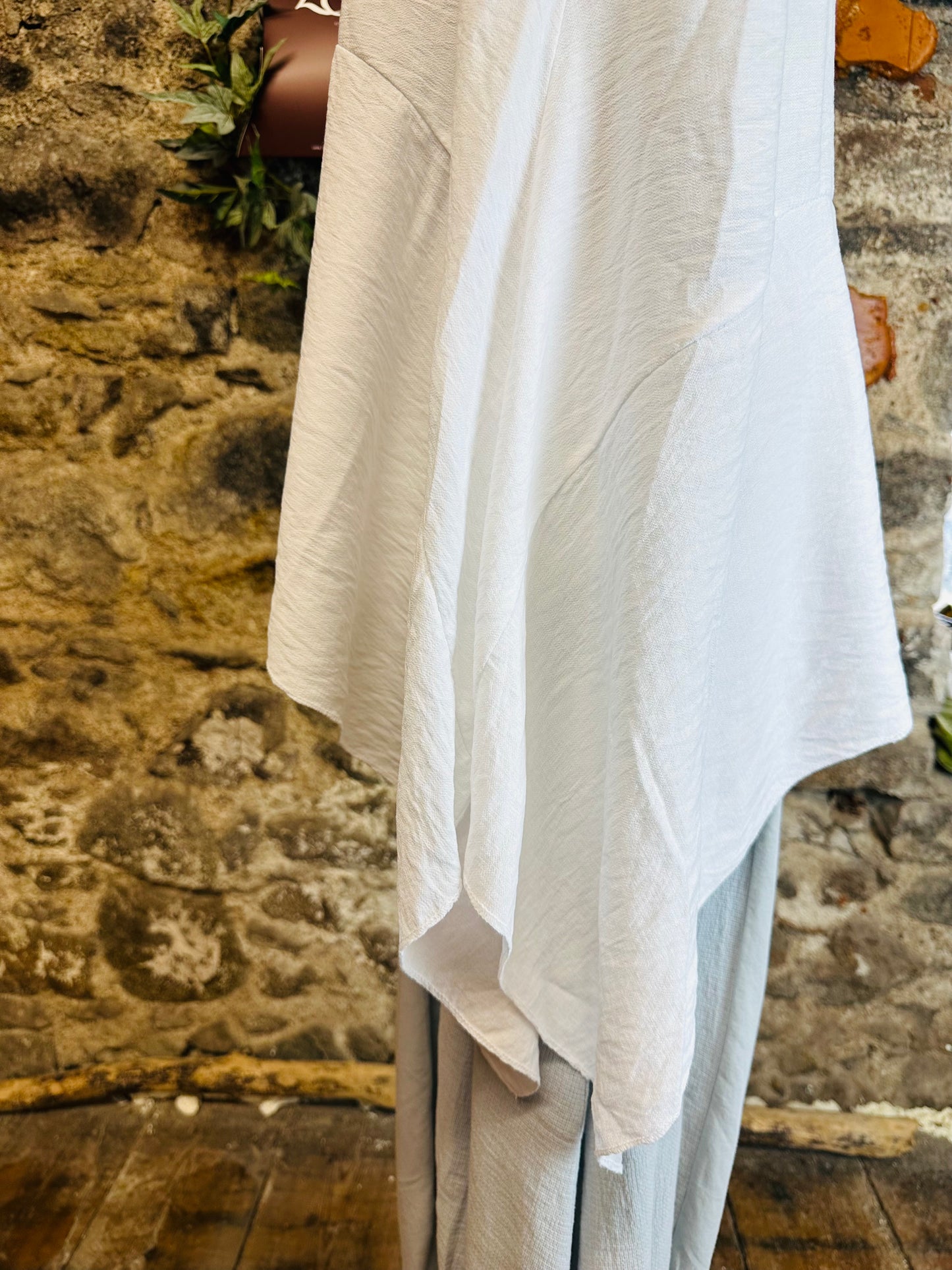 “Sorento “ white Italian dipped hem tunic