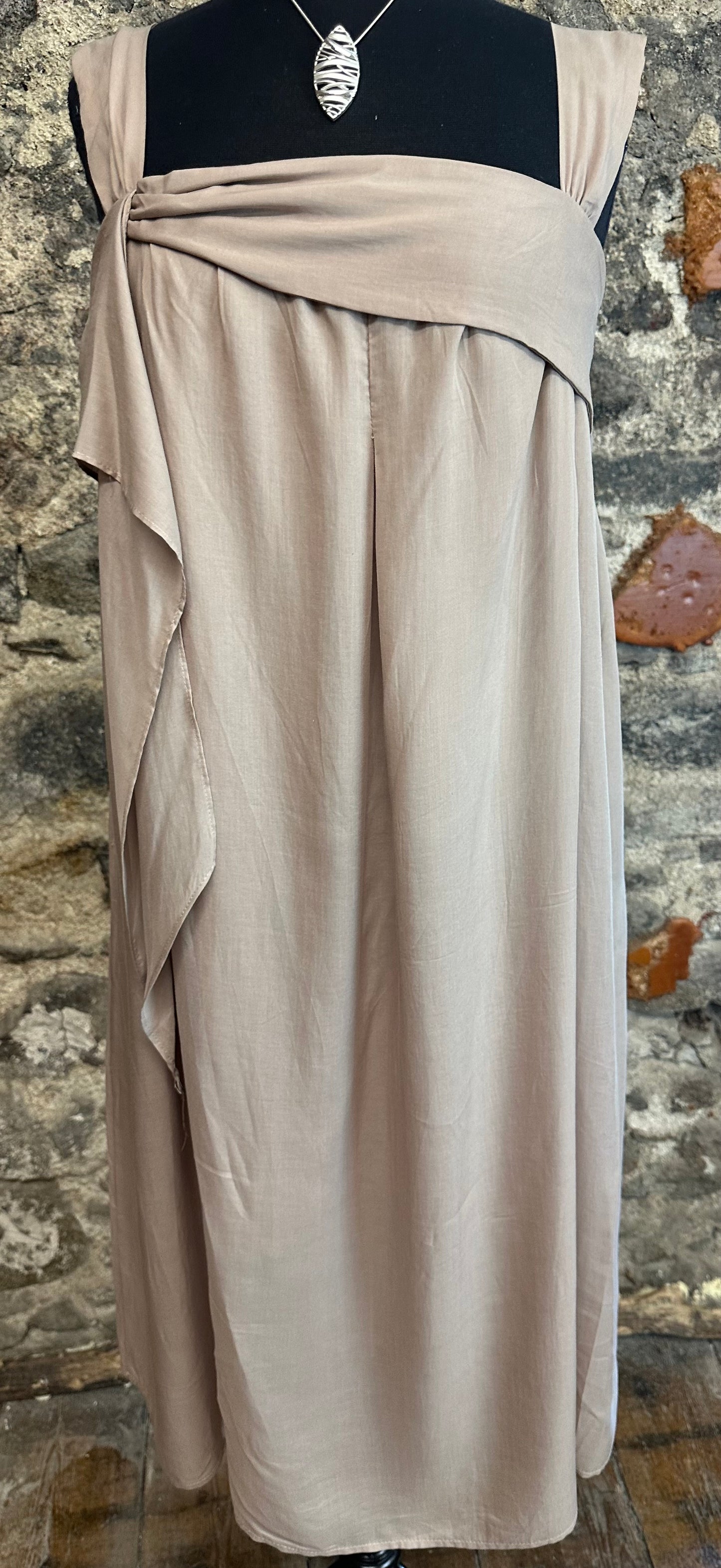 “Marguerite “ mocha Italian cotton lined midi dress