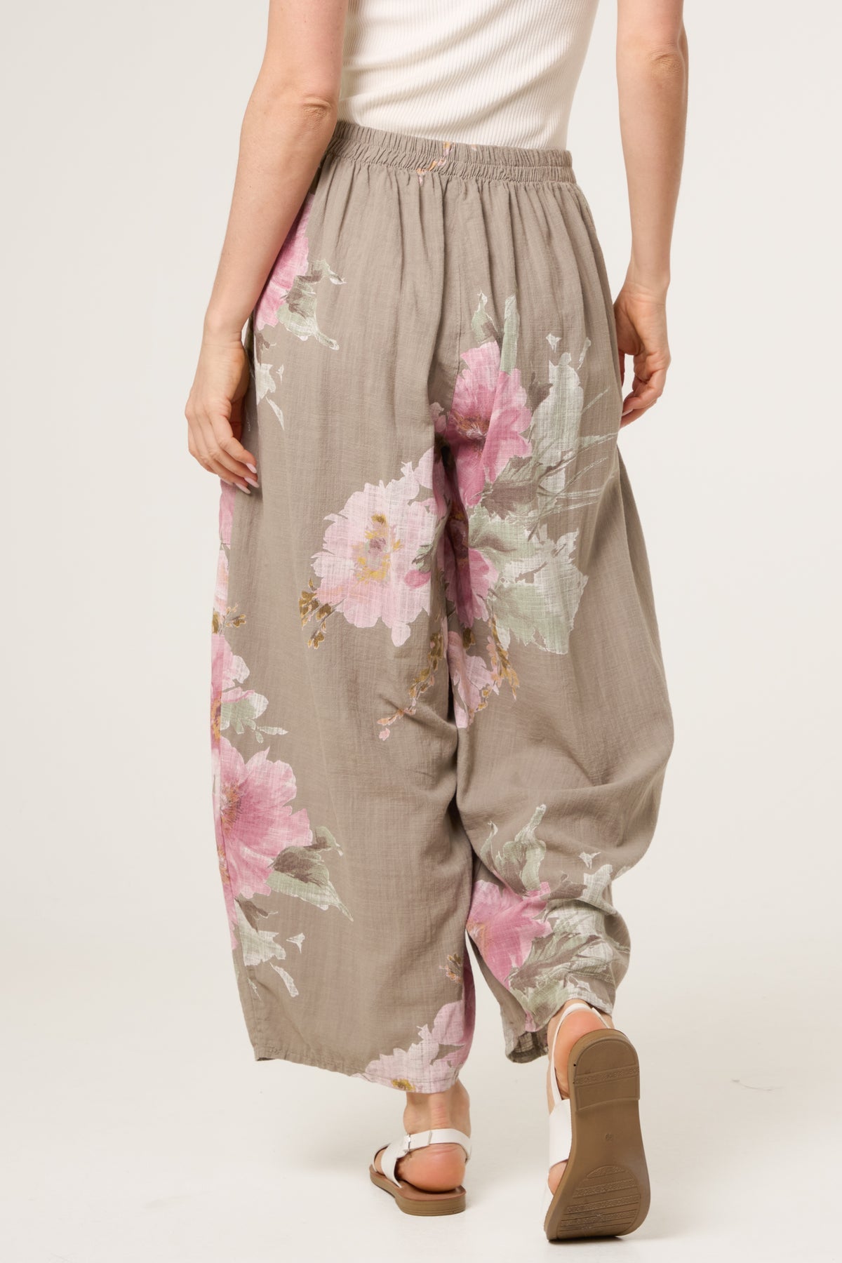 “Karina” mocha Italian linen floral cullottes