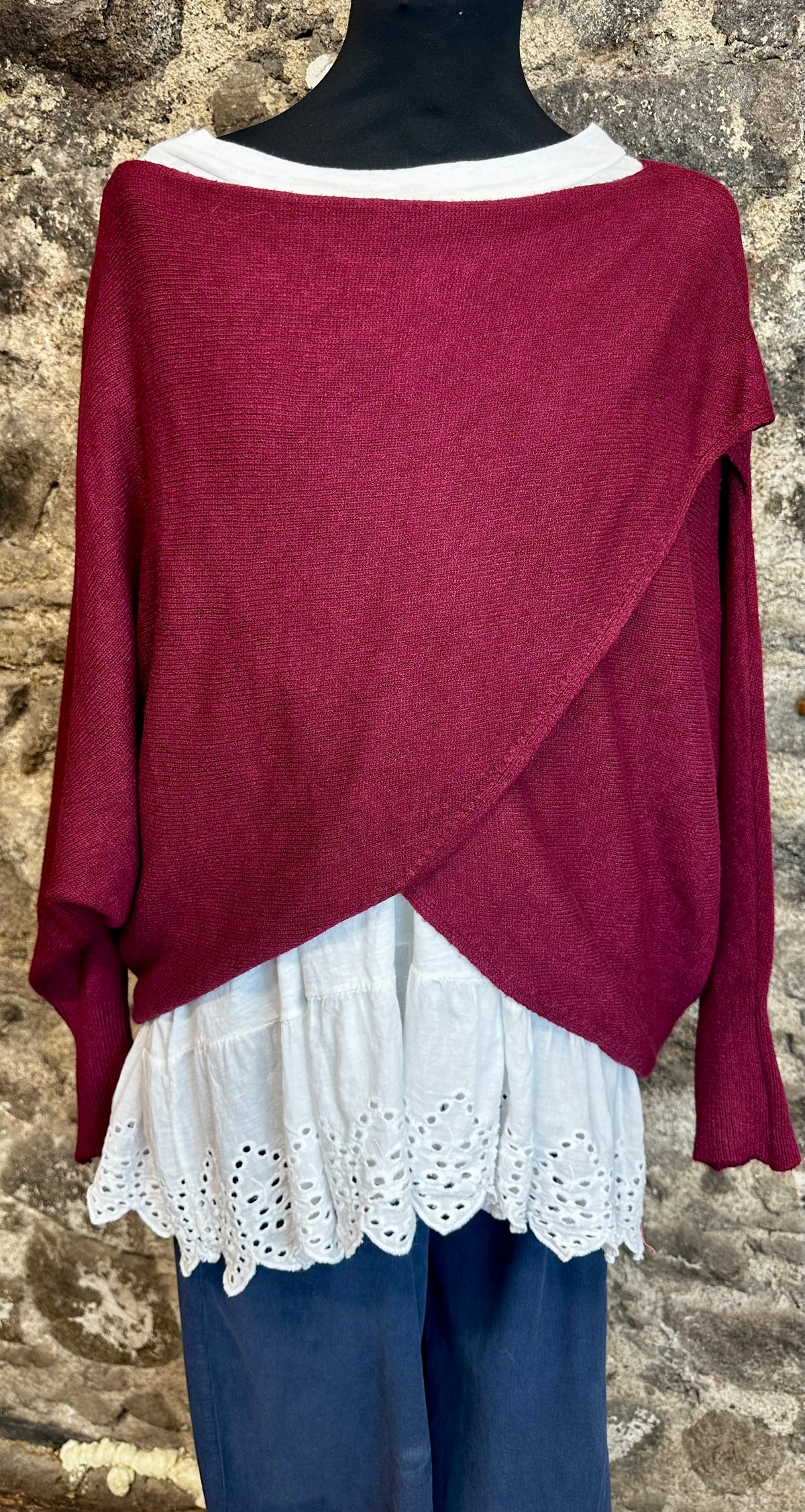 Sadie Bordeaux crossover knit