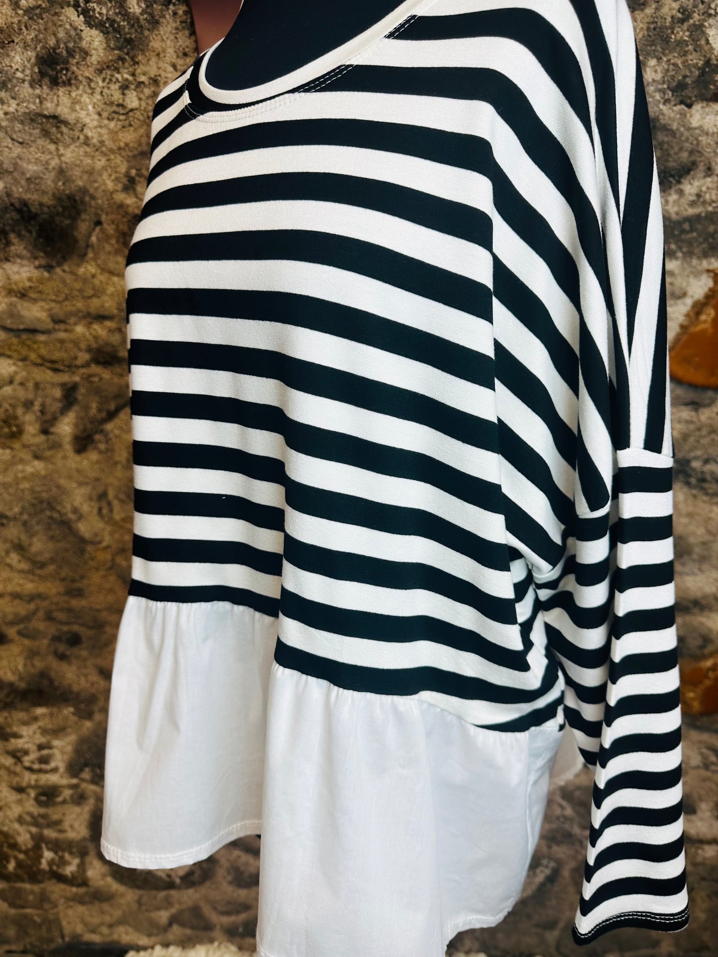 “Audrey “ Italian monochrome stripe casual top