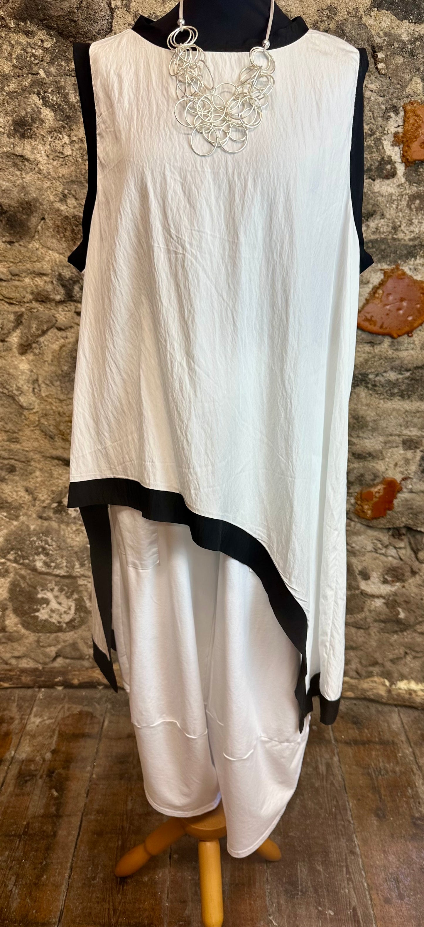 “Tilly” white asymmetric Italian tunic