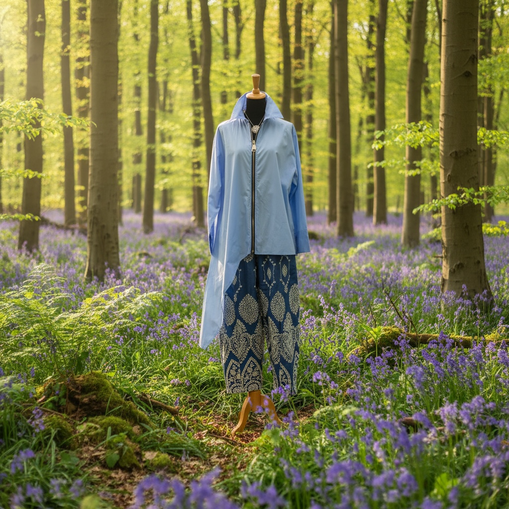 “Serrin “ powder blue asymmetric dramatic Italian shirt