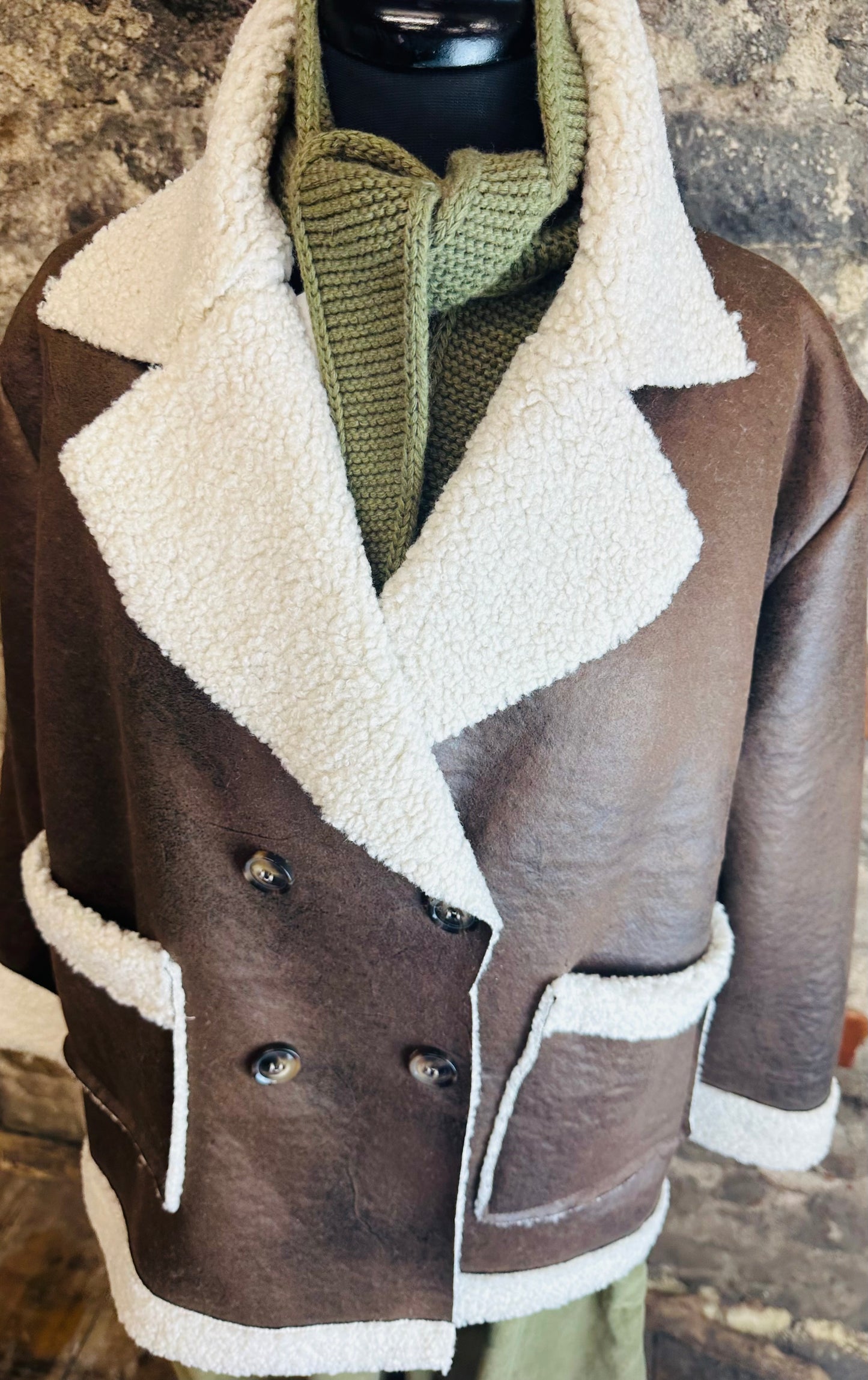 “Mira “ chocolate Italian shearer box jacket