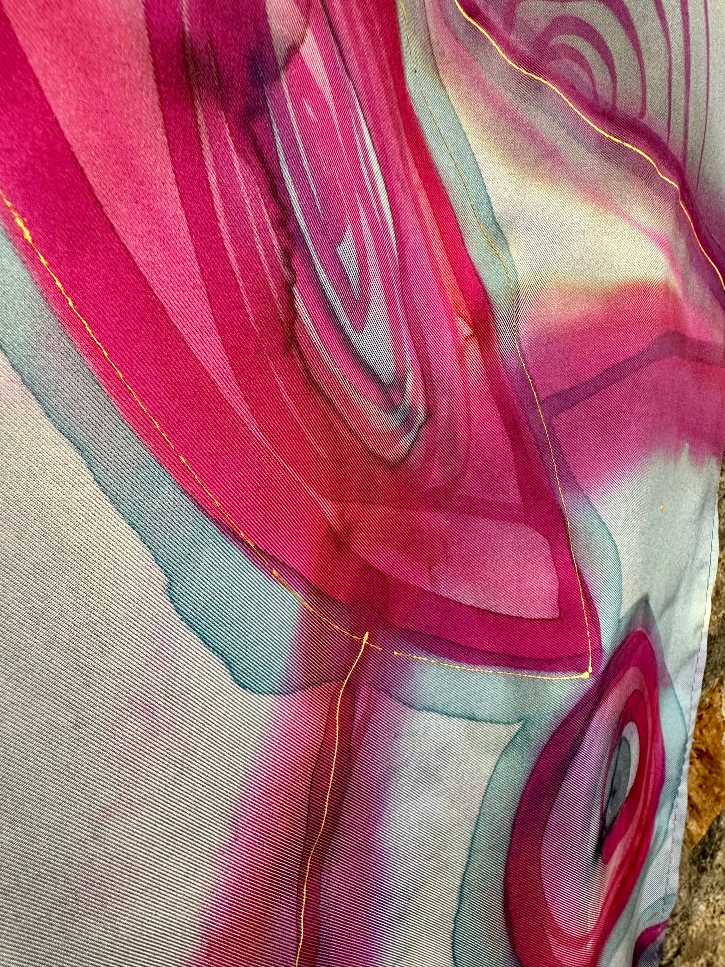 Lorsha individually Handpainted silk scarf