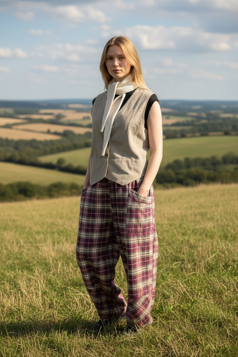 “Bailey “ mulberry and cream cocoon pants