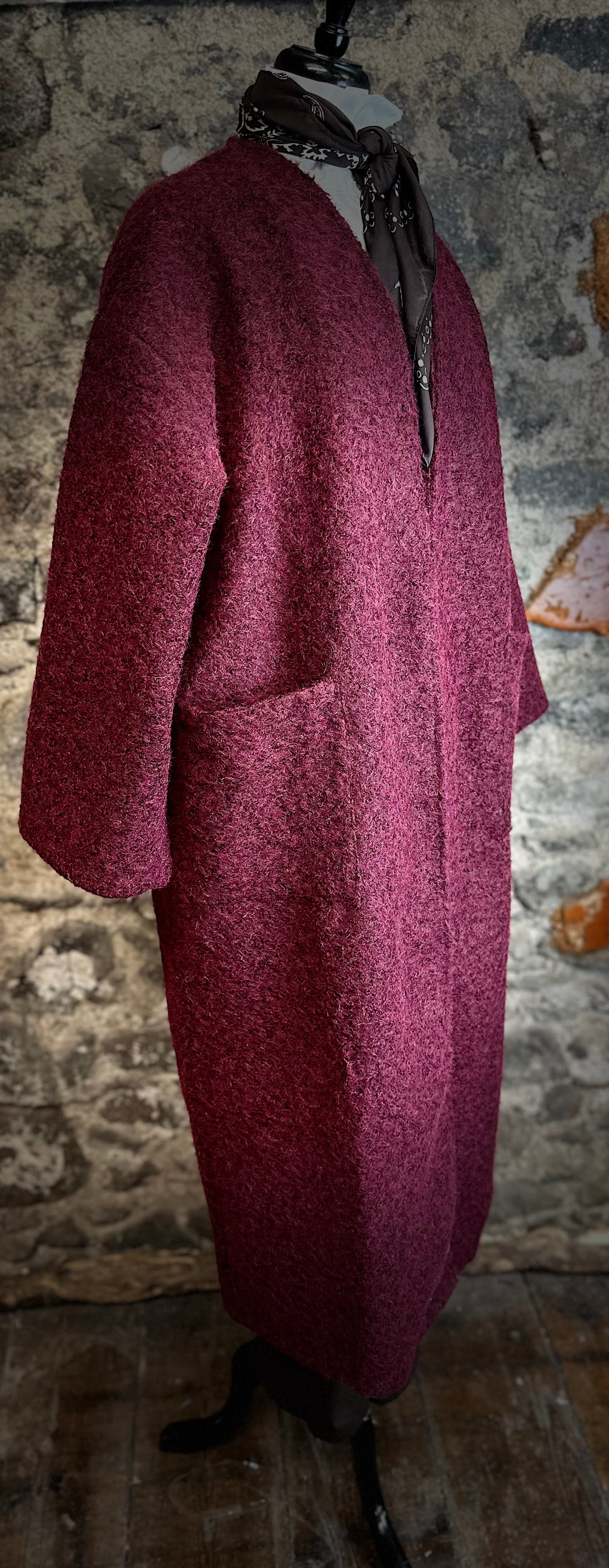 “Kiera “ Bordeaux kimono boucle shacket
