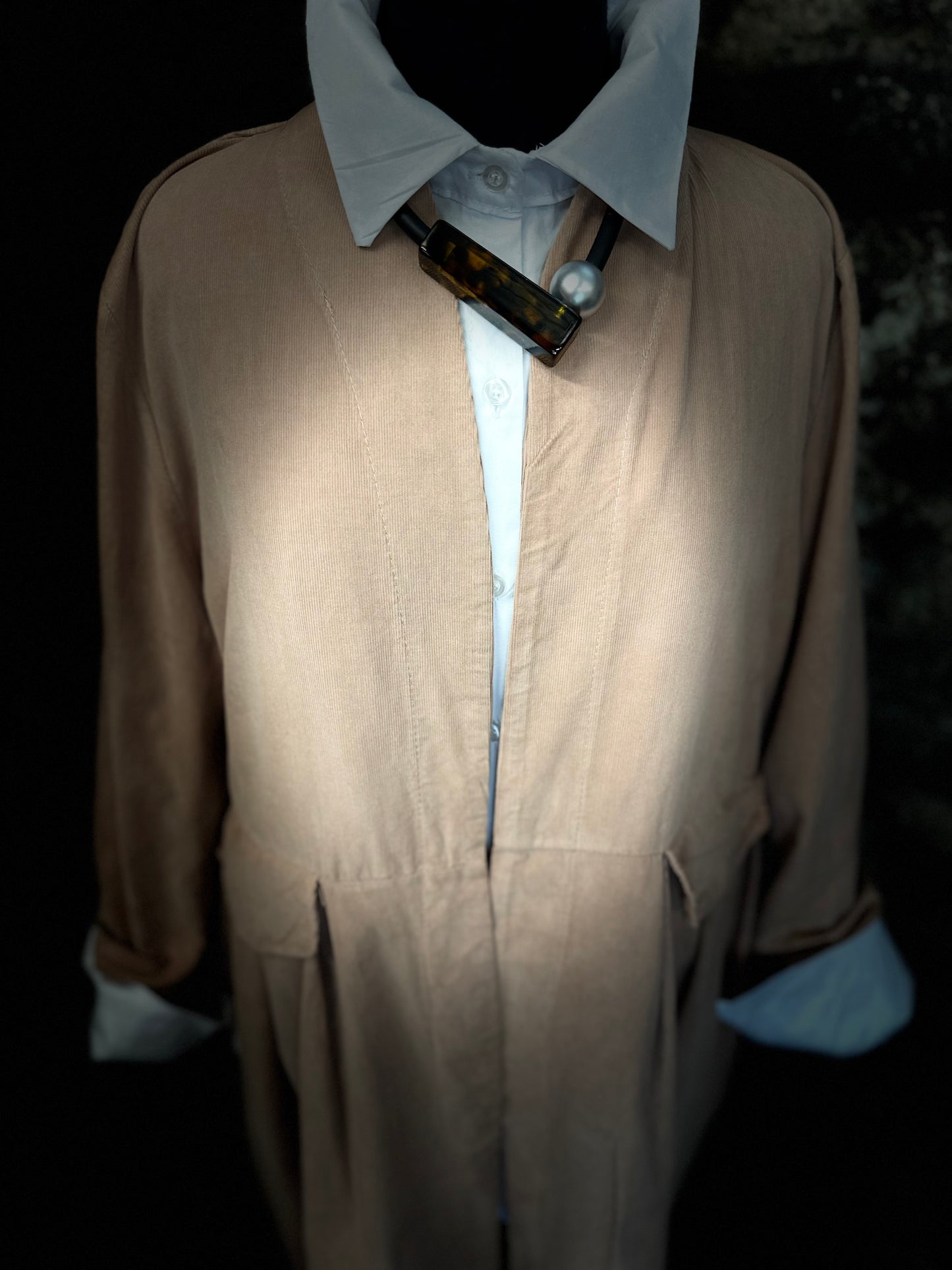 “Terri “ natural  Italian  pin corduroy dress coat