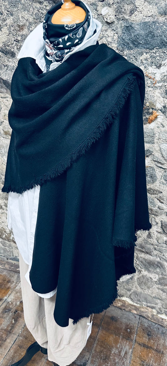 “Stella “ Ebony black Italian super soft wrap cape