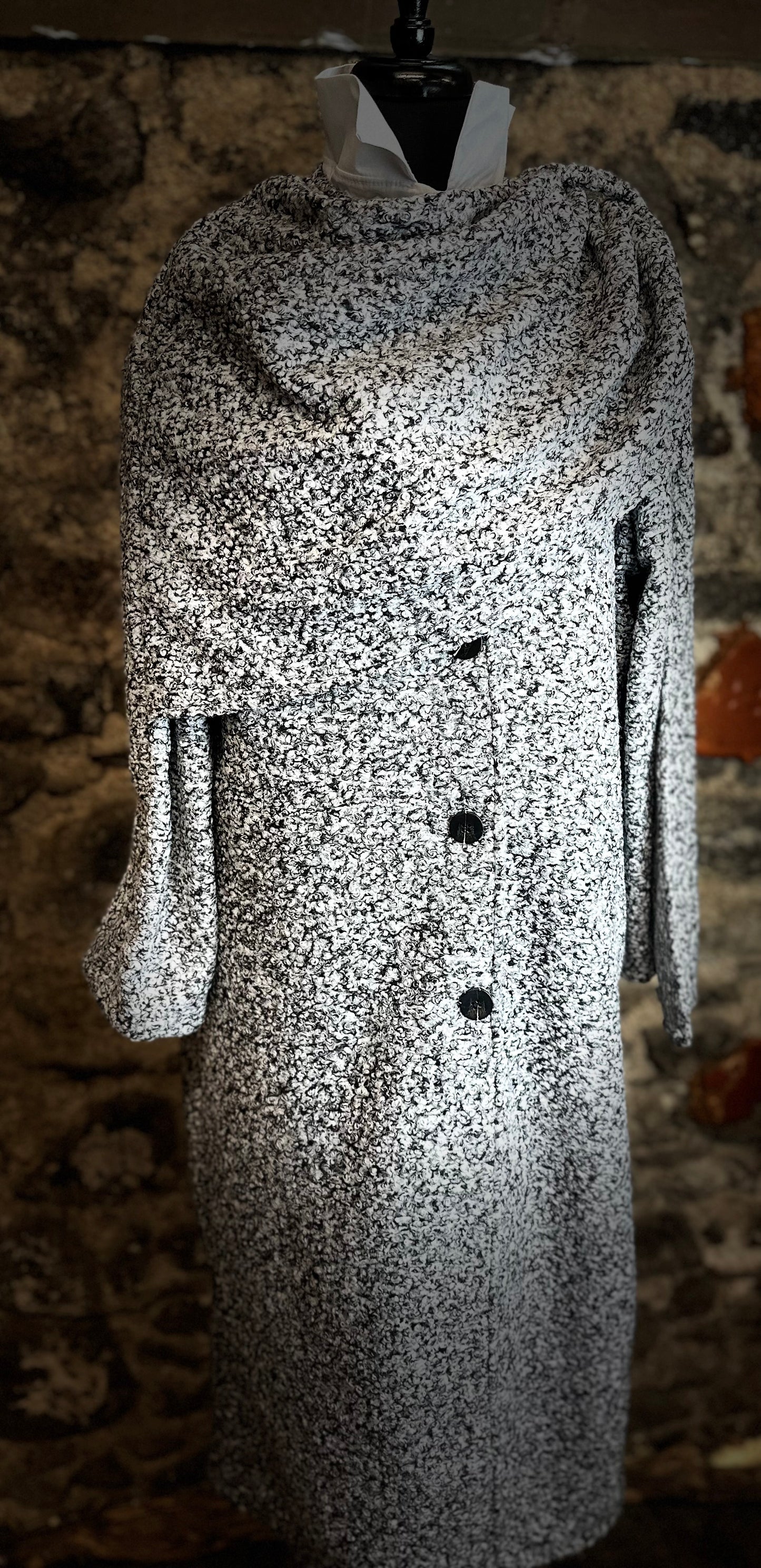 “Nicolette  “monochrome italian boucle scarf wrap coat