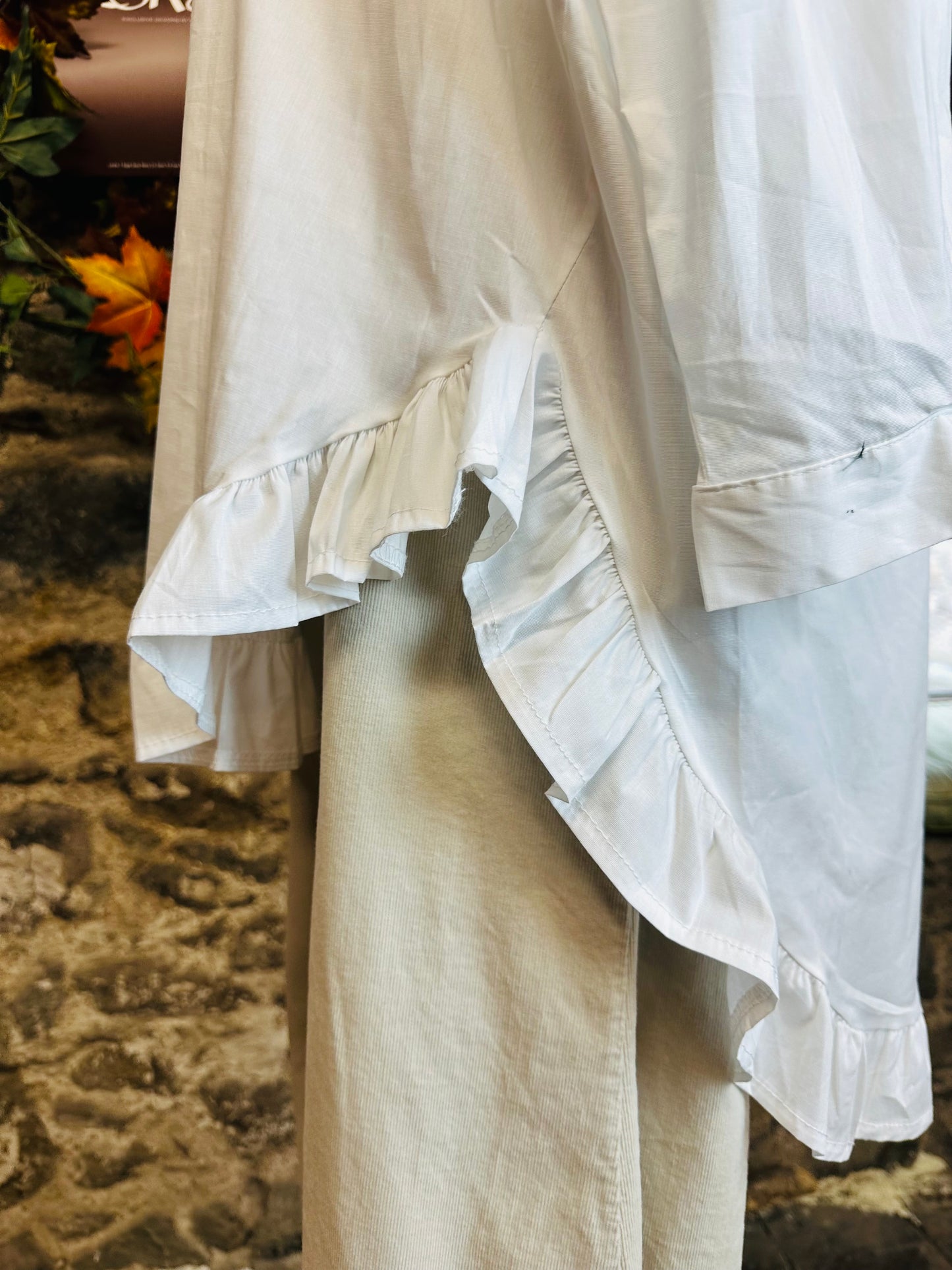 “Sara” white Italian frill dress shirt