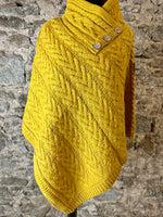 “Betty” Italian Cable knit poncho  saffron