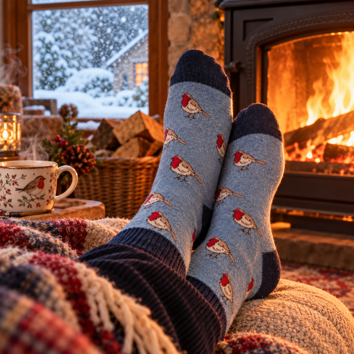 Little robin blue cosey socks