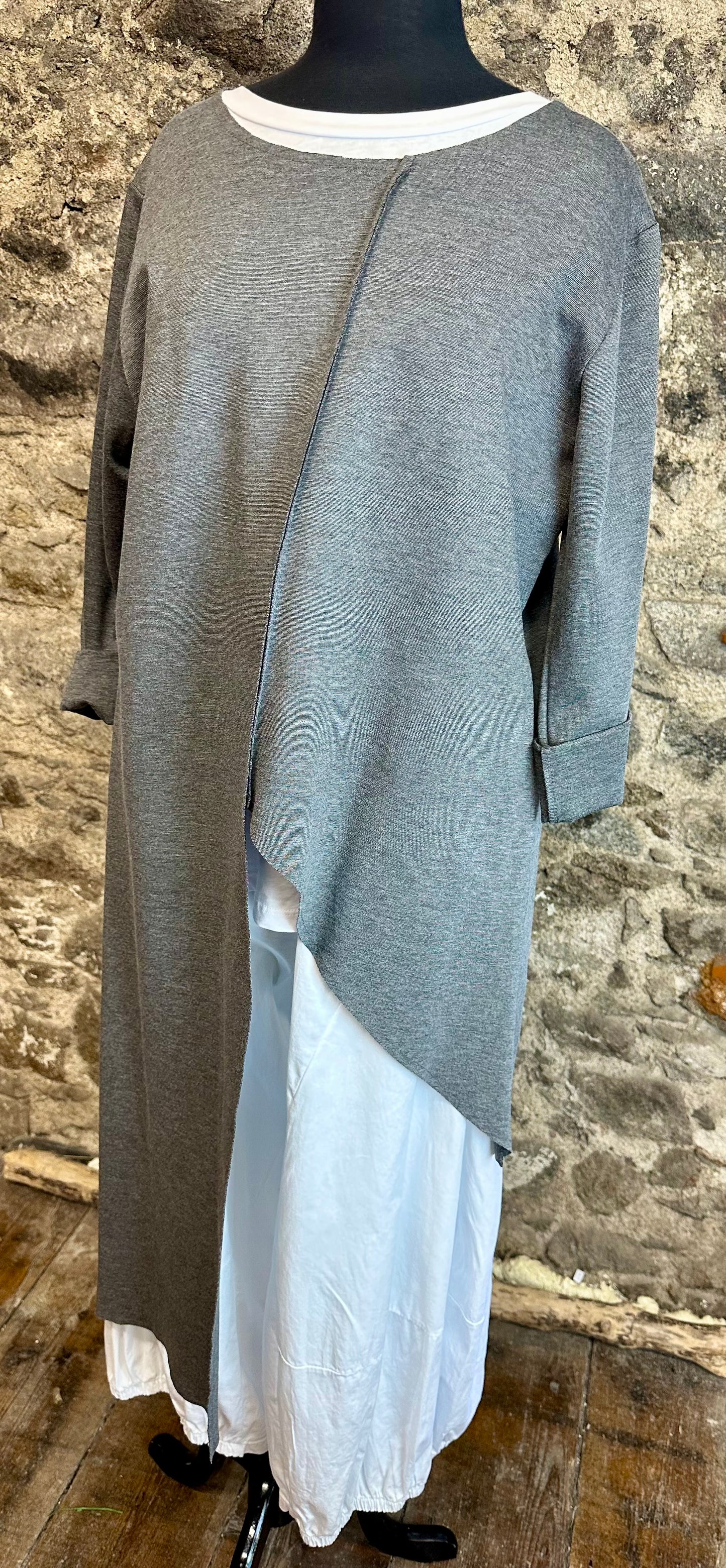 “Mayla  “ charcoal grey beautiful asymmetrical Italian tunic