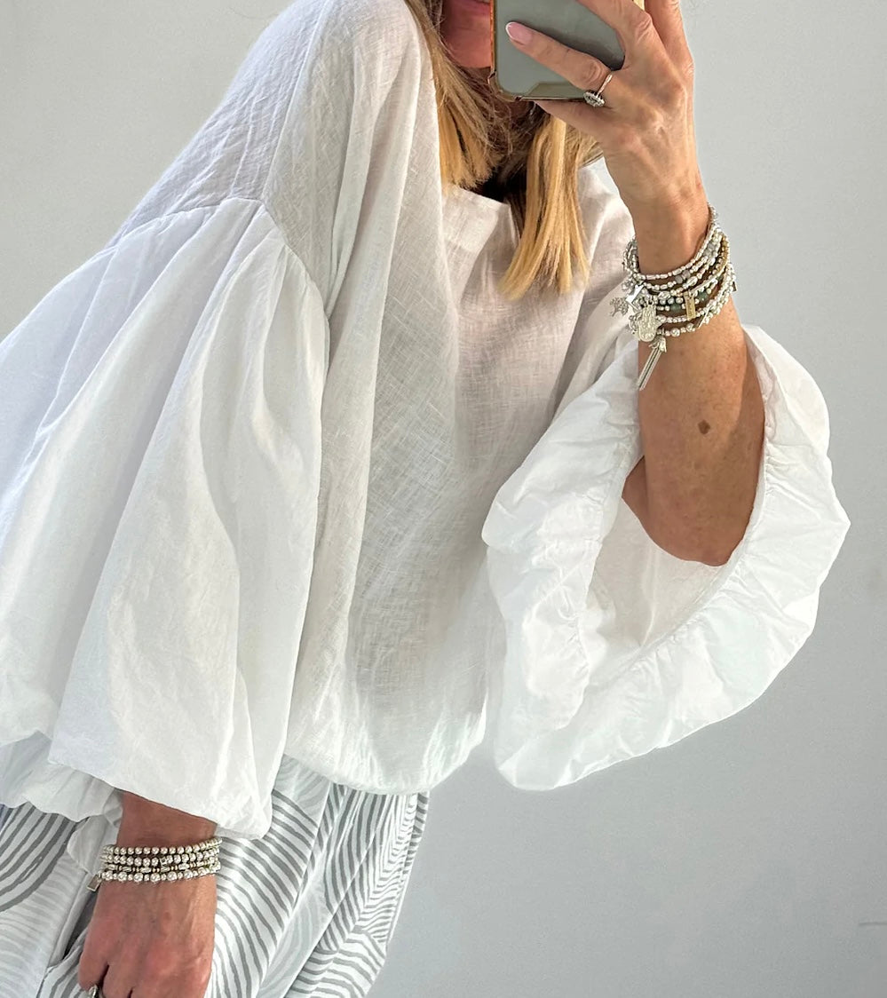 Petra …white linen /cotton Italian blouse