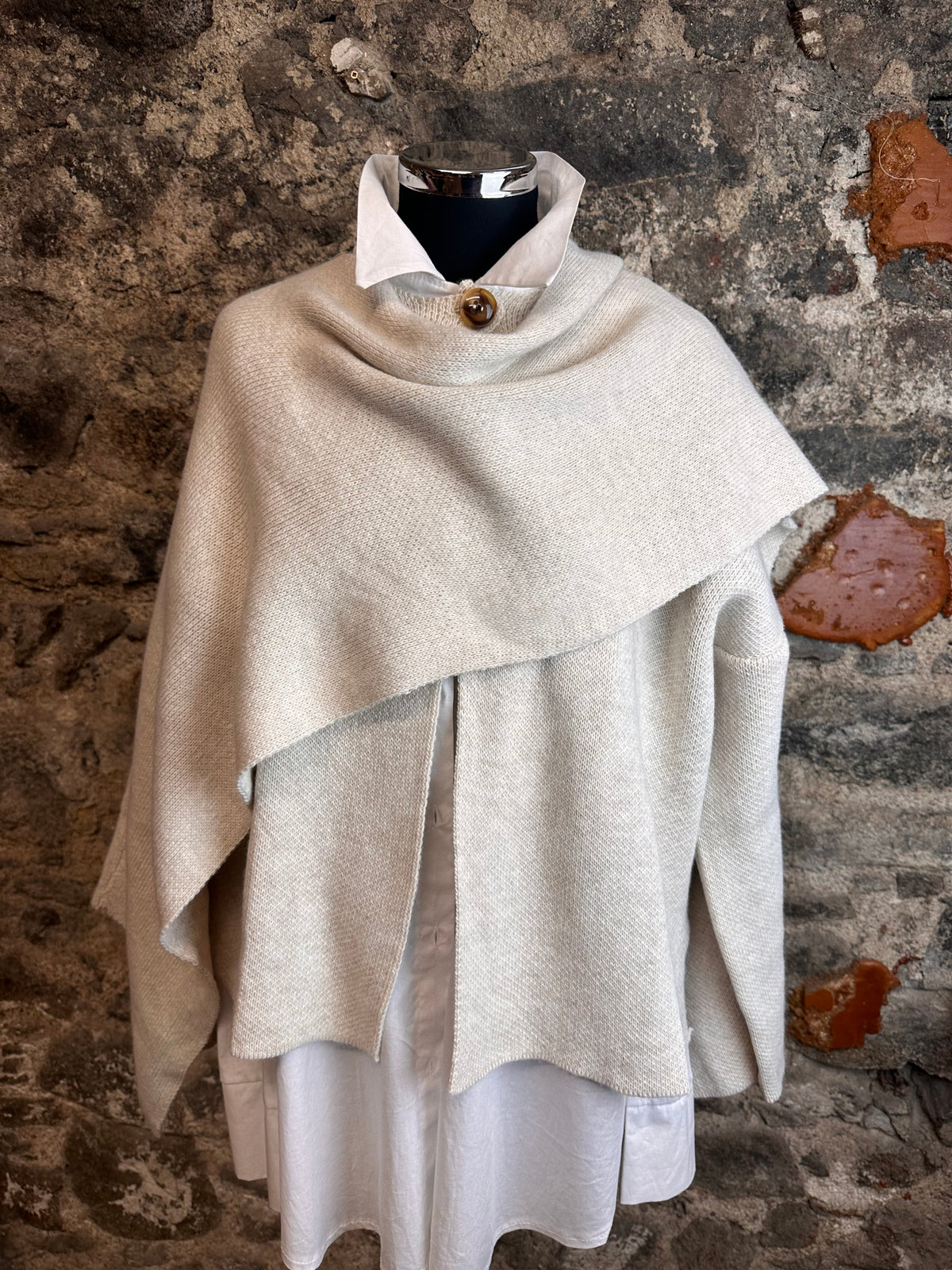 “Larissa” oatmeal Italian scarf wrap cardi