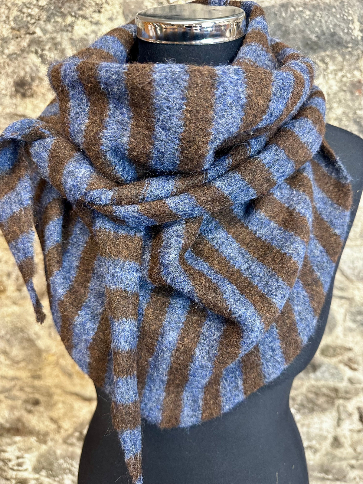 Nelly denim and chocolate cosey triangle scarf