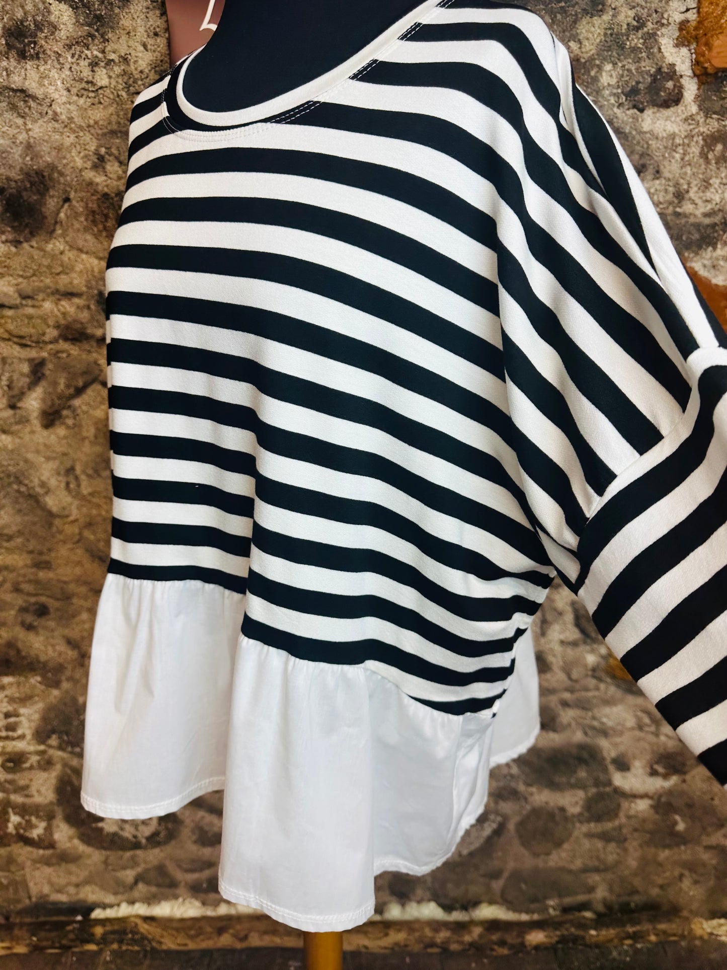 “Audrey “ Italian monochrome stripe casual top