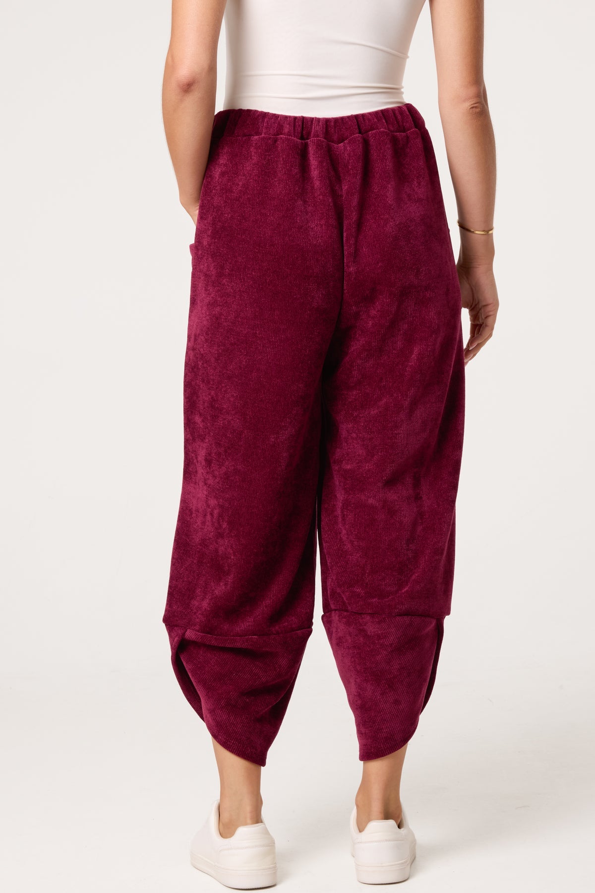 “Riva” rich ruby burgundy chenille Italian jogger