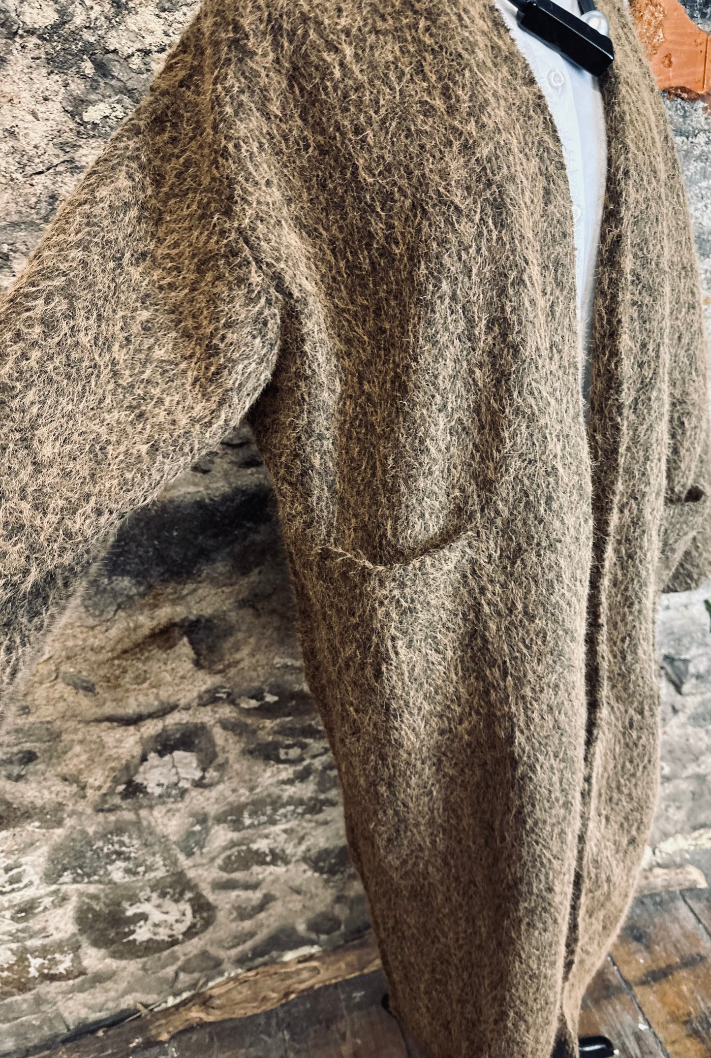 “Kiera “bronze chocolate fleck Italian kimono super cosey full length shacket