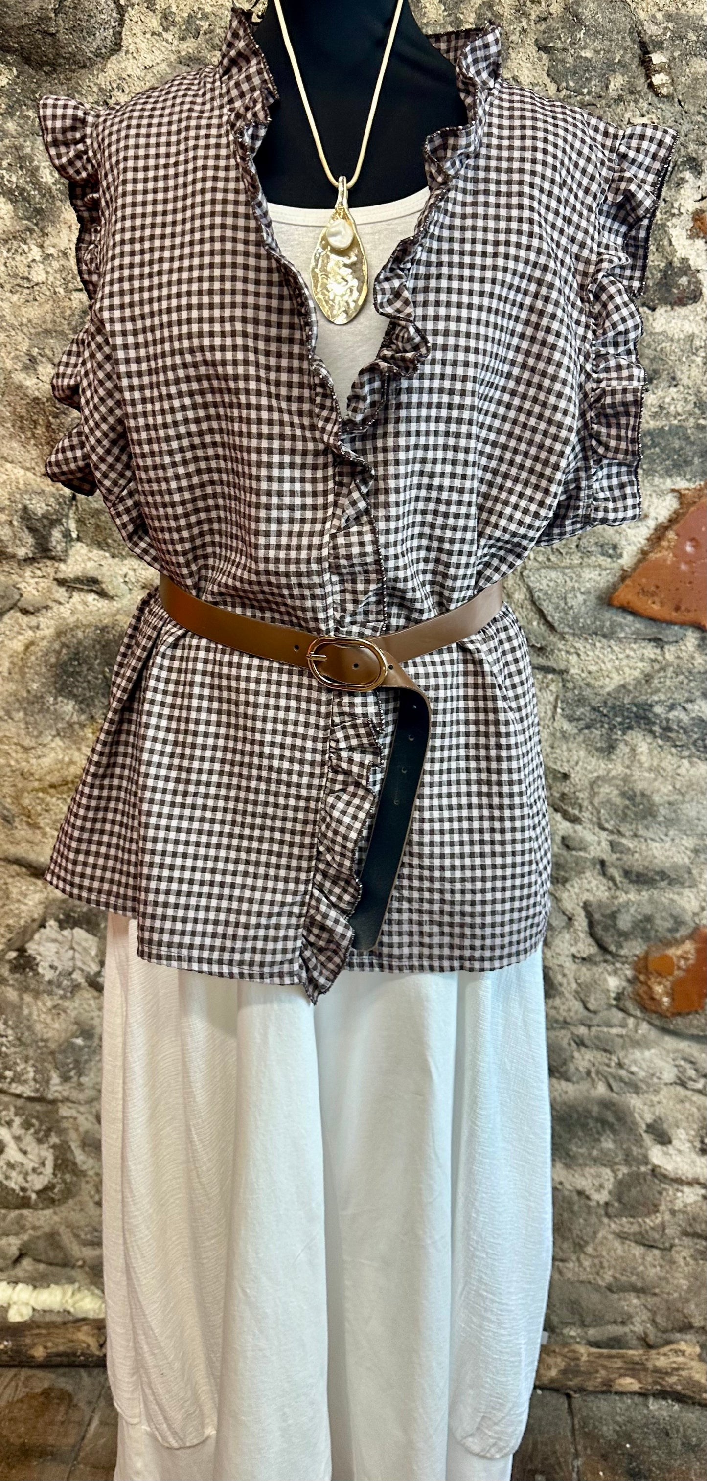 “Rosie “ chocolate ginham Italian tunic