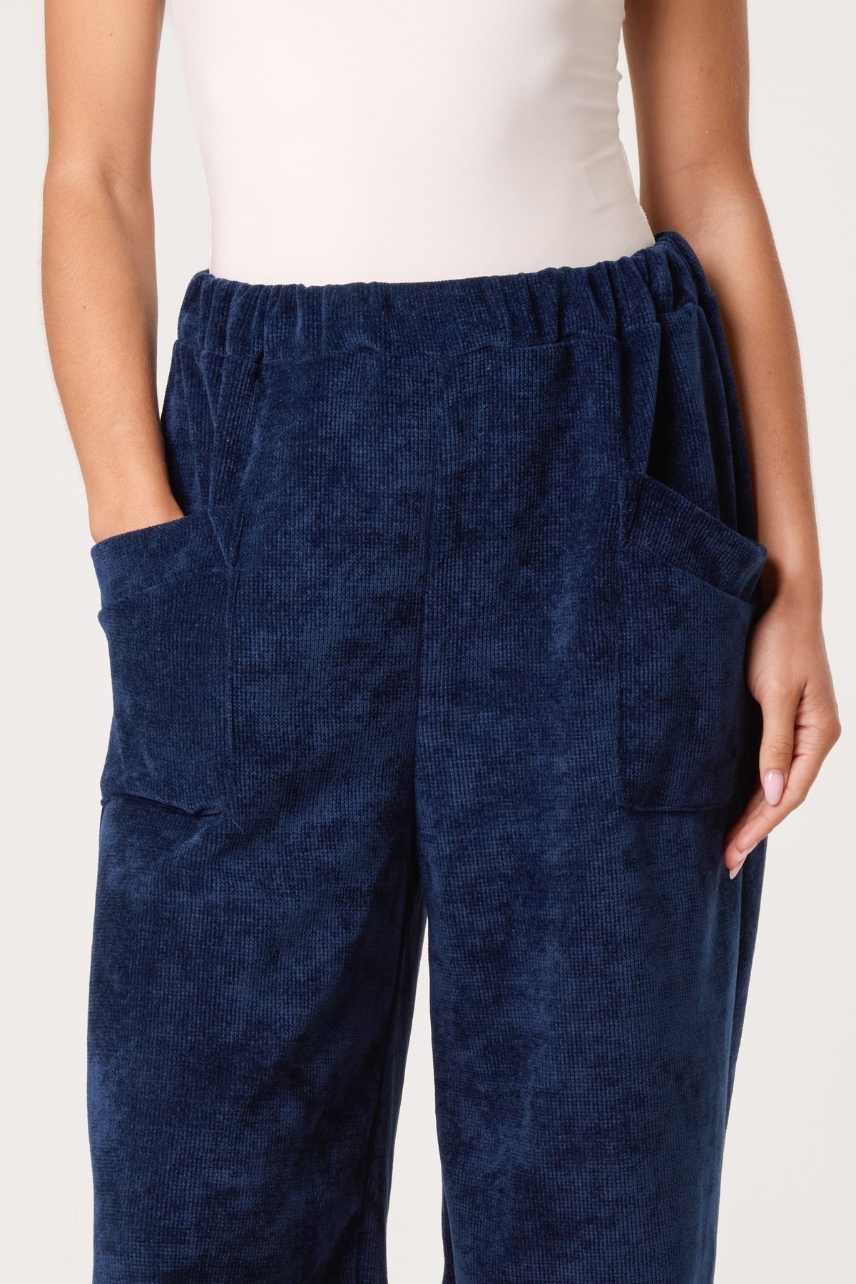 “Riva “ deep indigo navy chenille Italian jogger